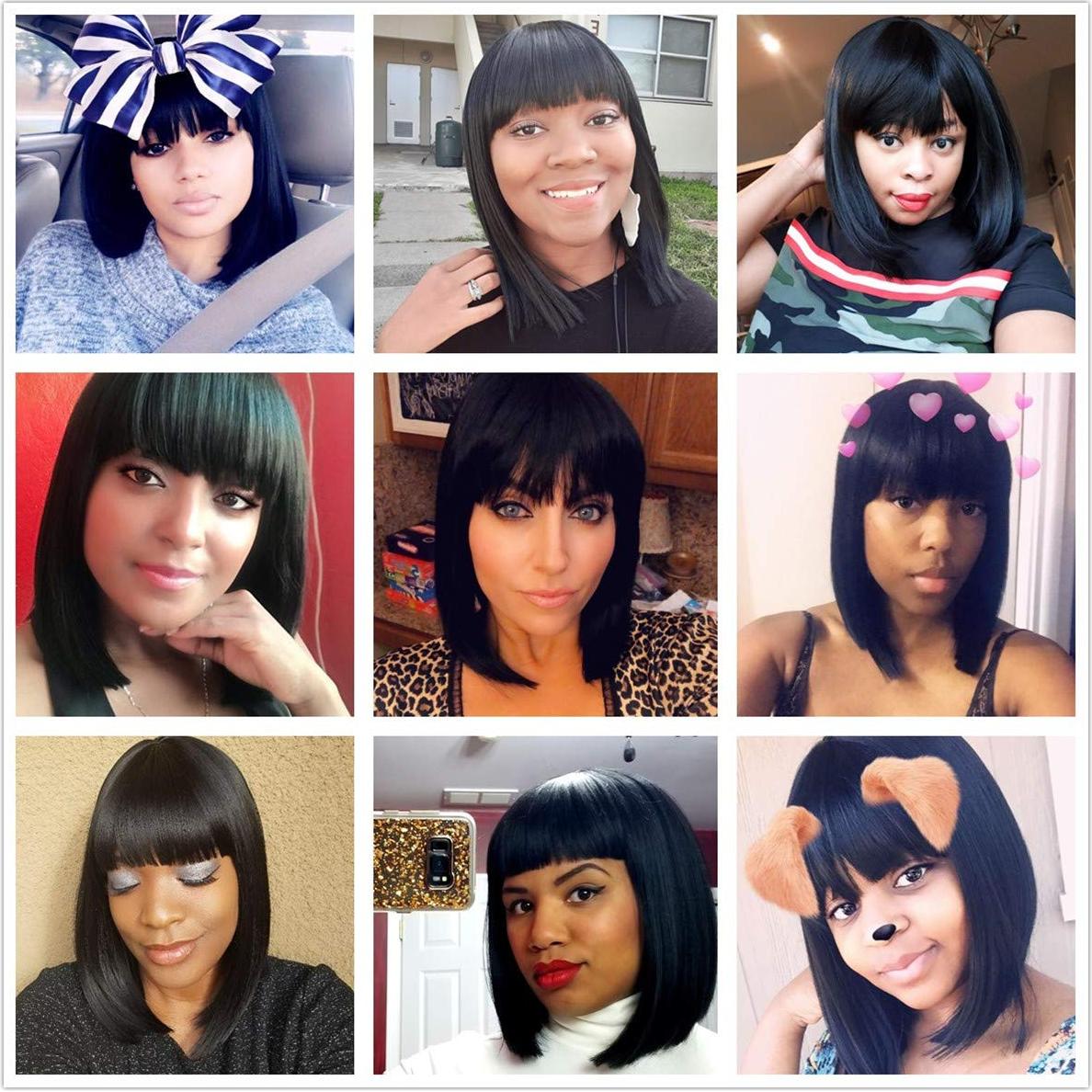 Peluca Bob Negra Juziviee 30 cm con Flequillo Suave