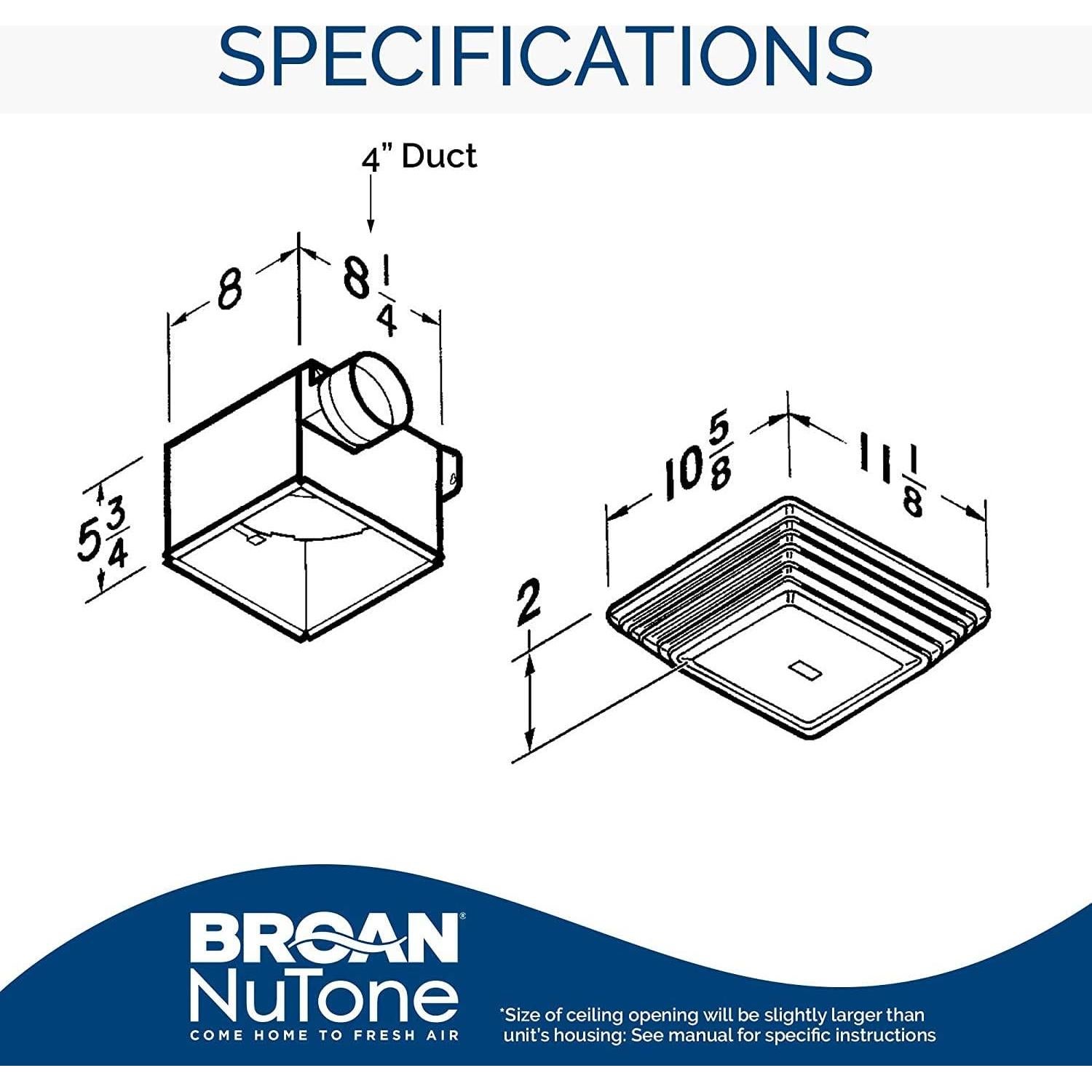 Combo Ventilación y Luz Broan-NuTone 678 100W 50 CFM Blanco
