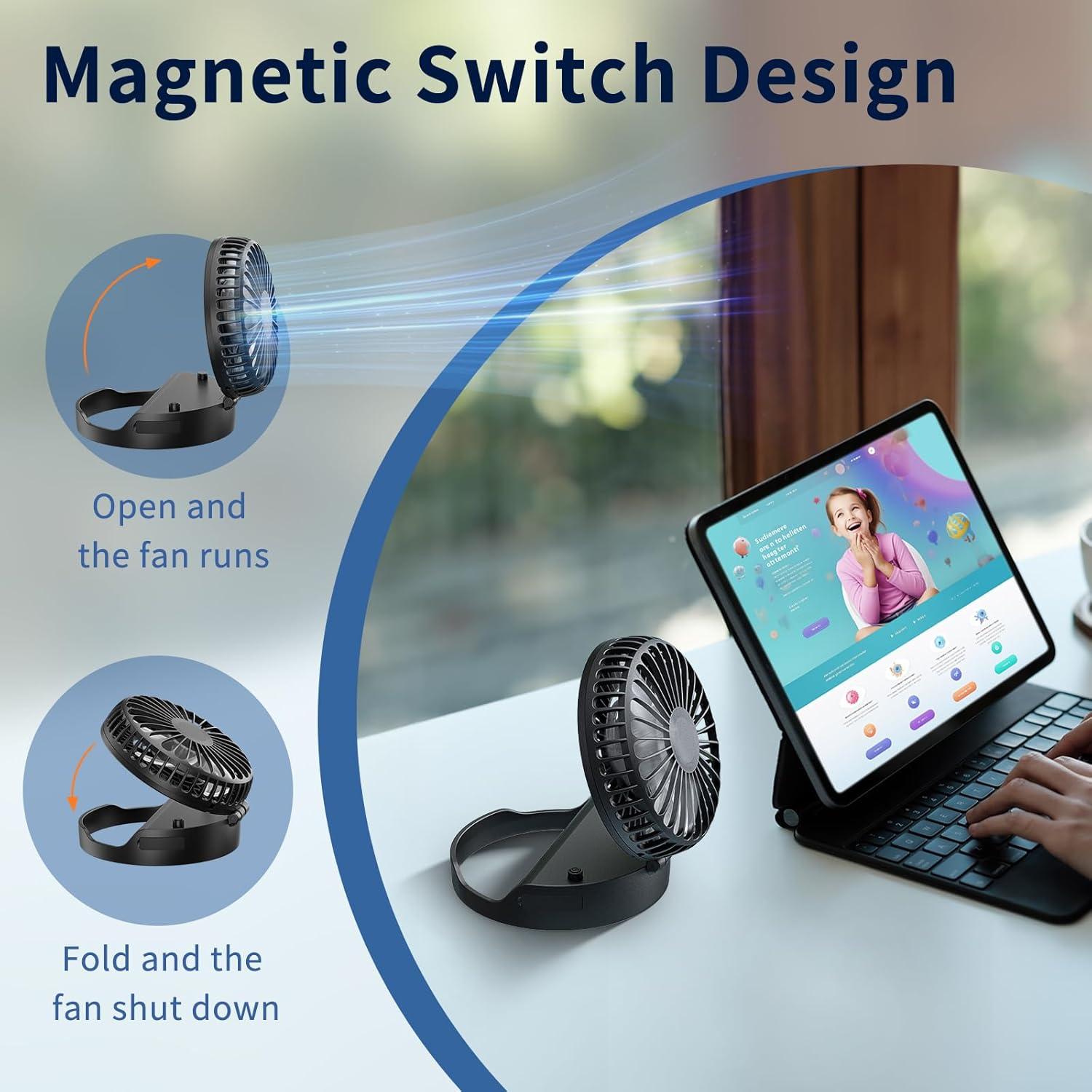 Ventilador de Mano Ventilador HF-331B Recargable 3 en 1 Negro