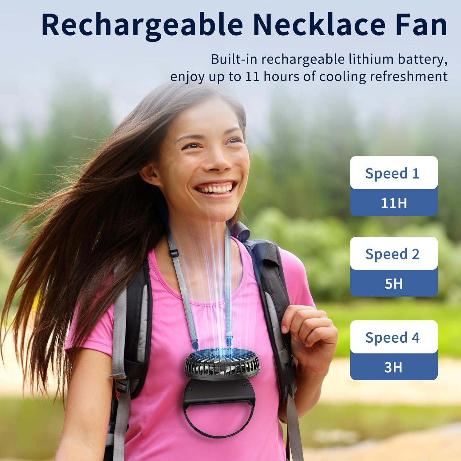 Ventilador de Mano Ventilador HF-331B Recargable 3 en 1 Negro