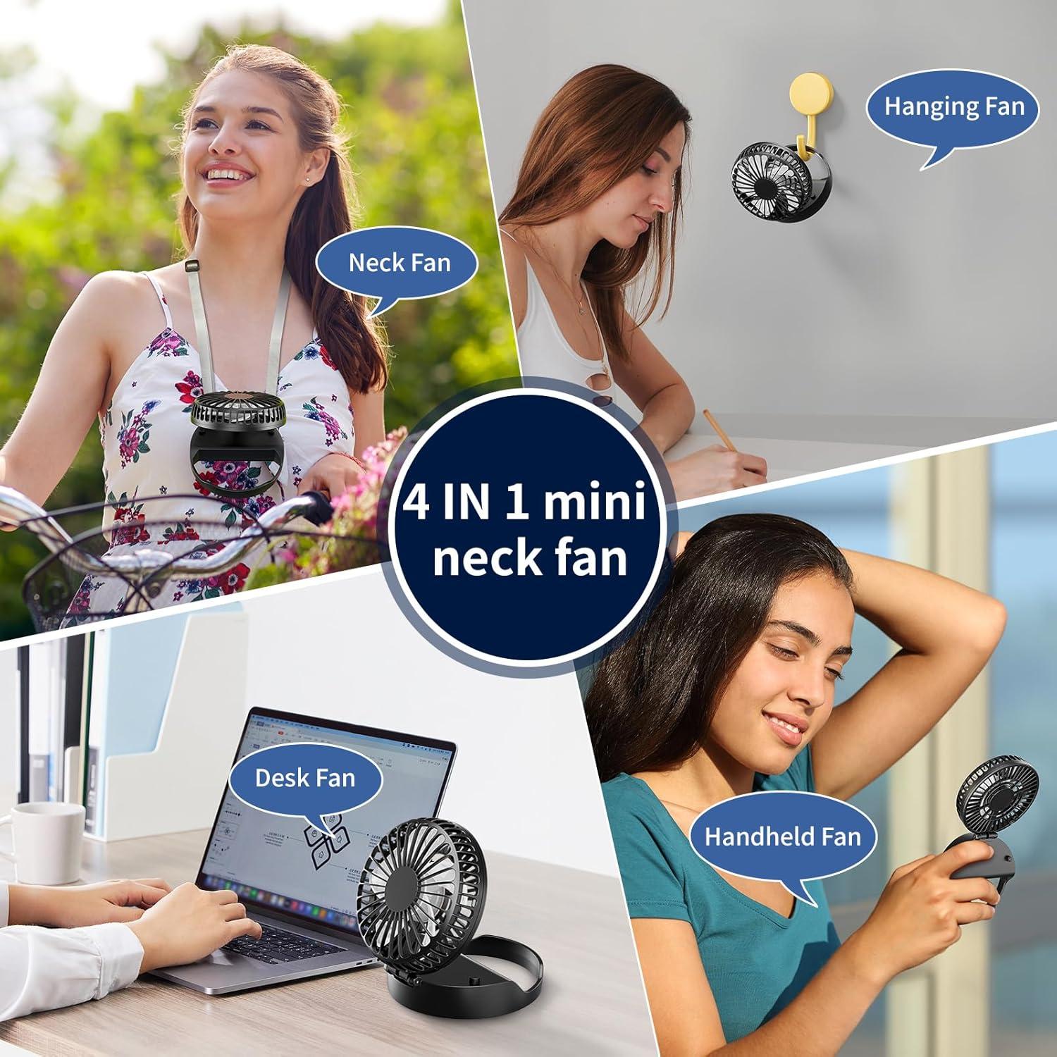 Ventilador de Mano Ventilador HF-331B Recargable 3 en 1 Negro