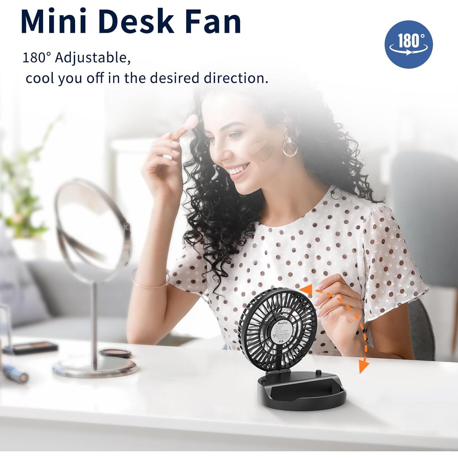 Ventilador de Mano Ventilador HF-331B Recargable 3 en 1 Negro