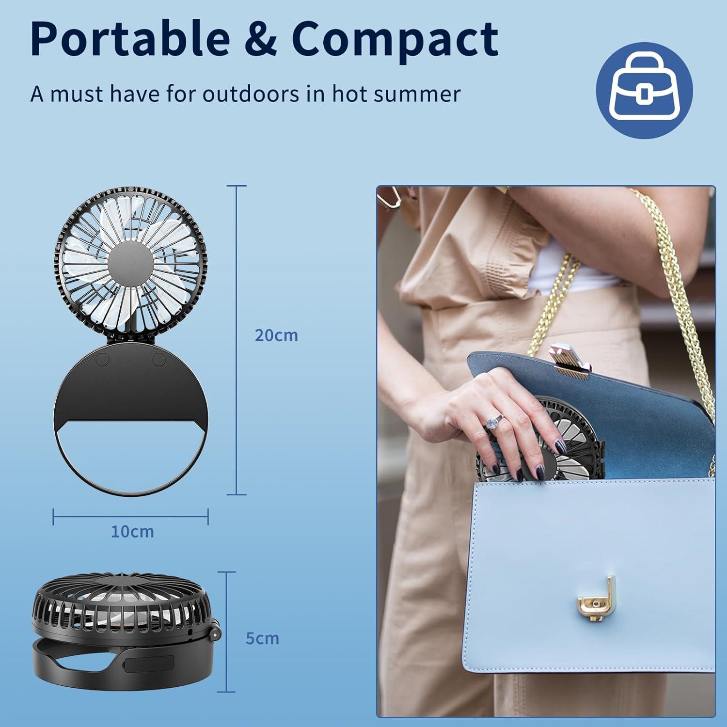 Ventilador de Mano Ventilador HF-331B Recargable 3 en 1 Negro