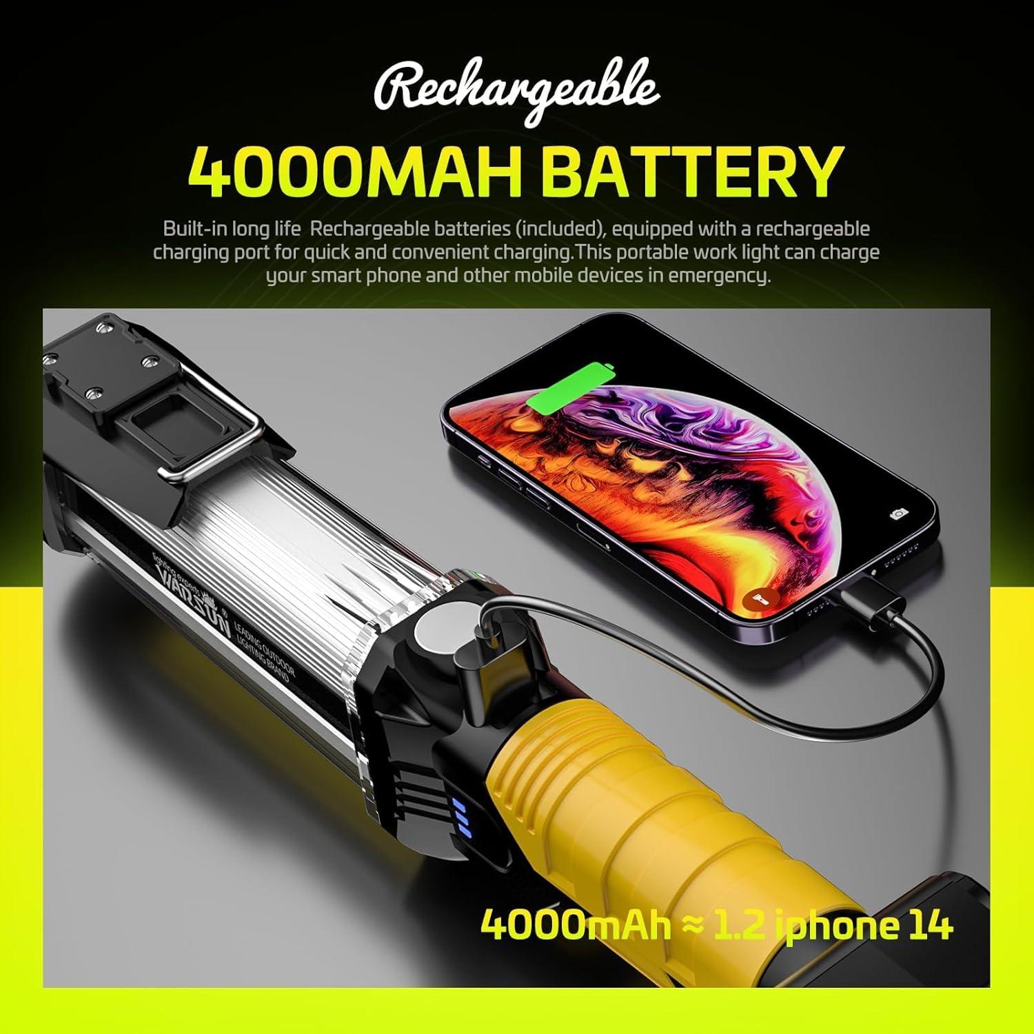 Luz de trabajo LED WARSUN DJ60 1500 lúmenes recargable