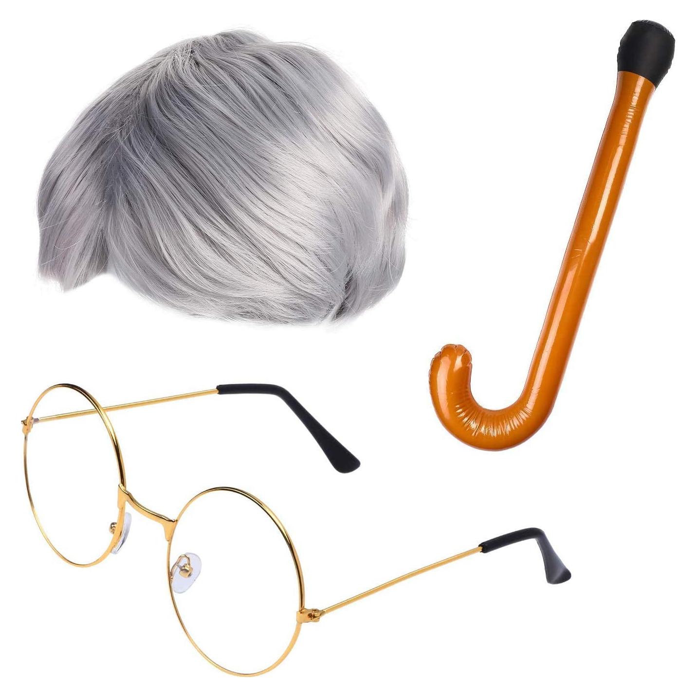 Disfraz de Abuelo Beefunny con Peluca y Gafas - Plata