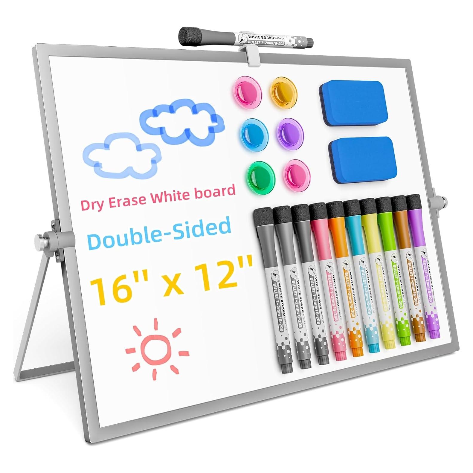 Tablero Magnético Grtard 40x30 cm Doble Cara con Soporte