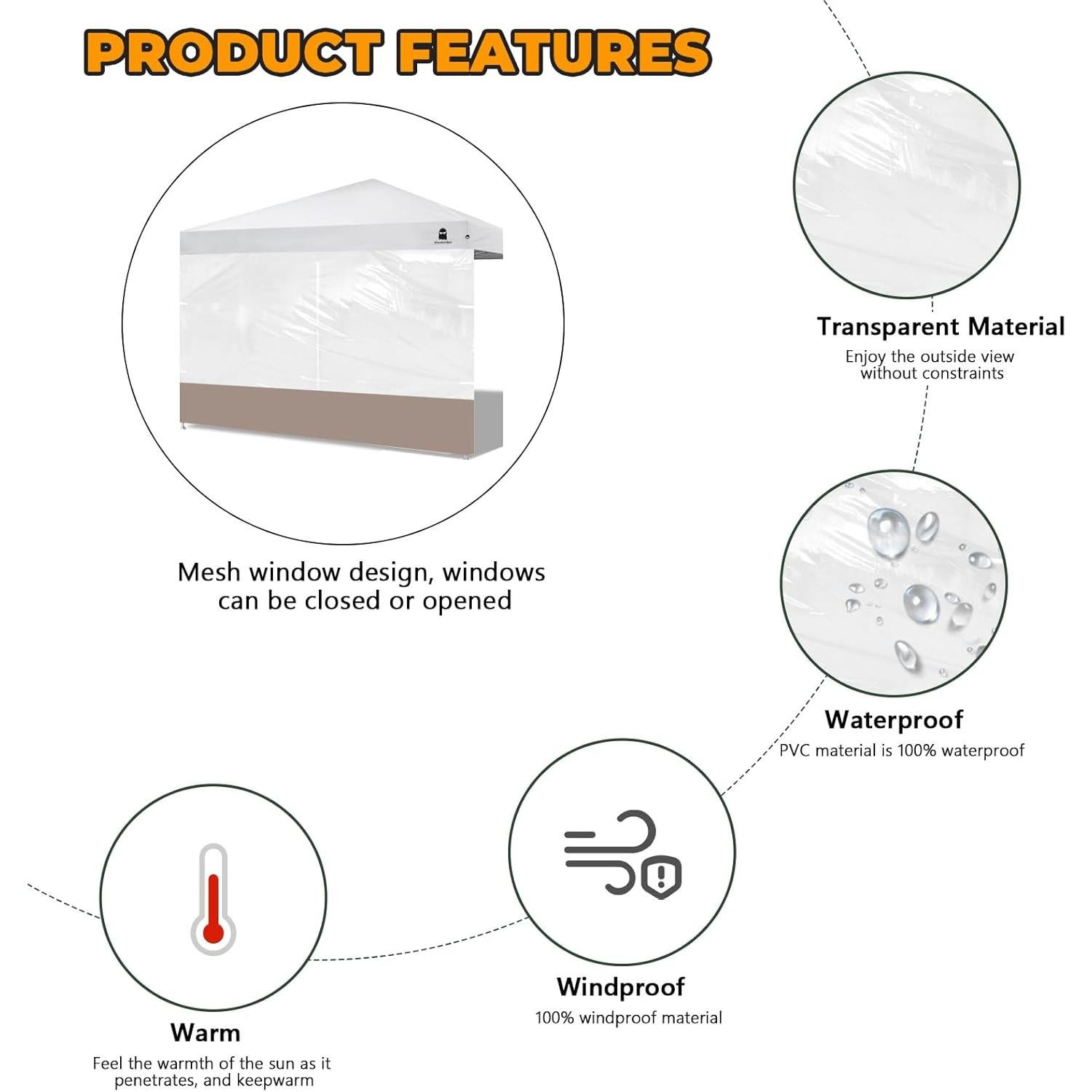 Pared Lateral Transparente MordenApe 304.8x193 cm Caqui