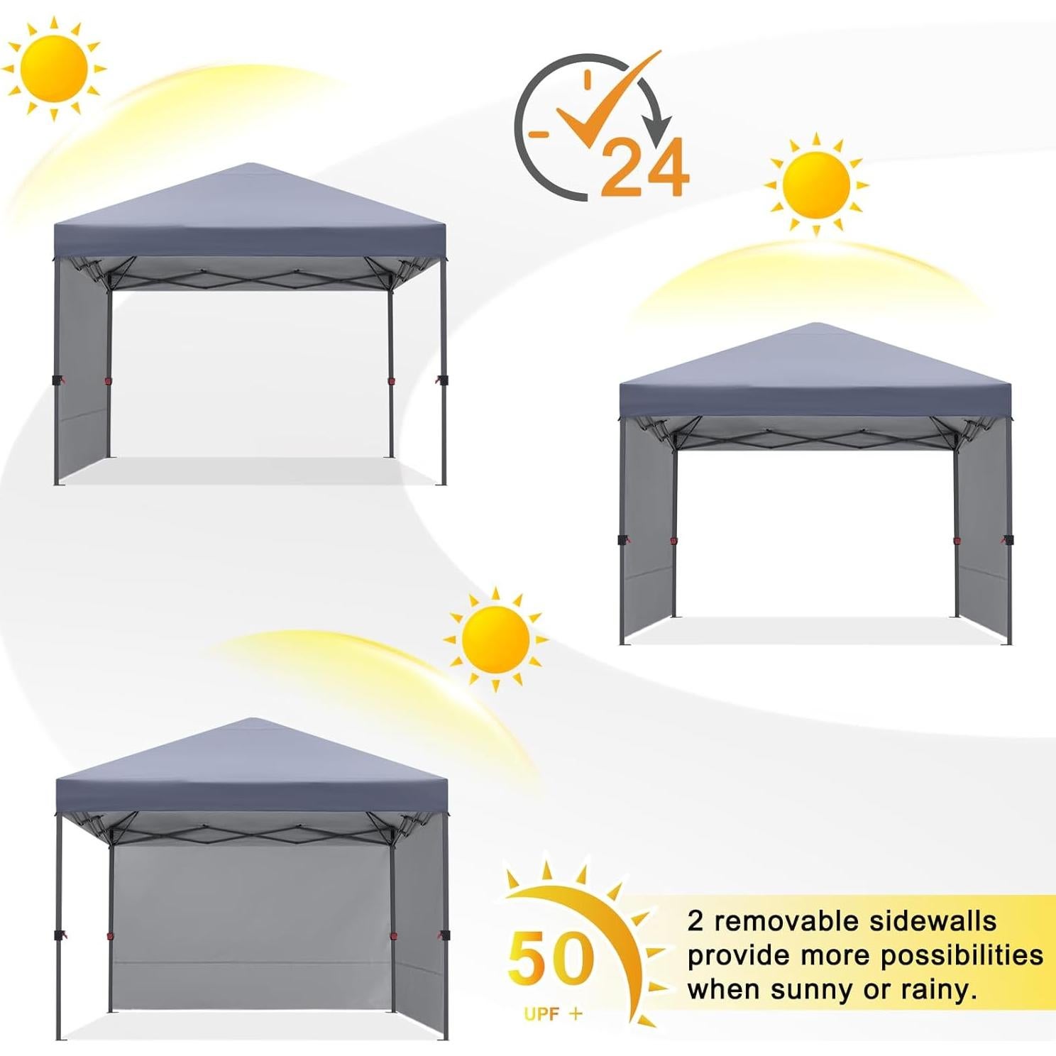 Carpa Plegable COOSHADE 3x3m con 2 Paredes Laterales