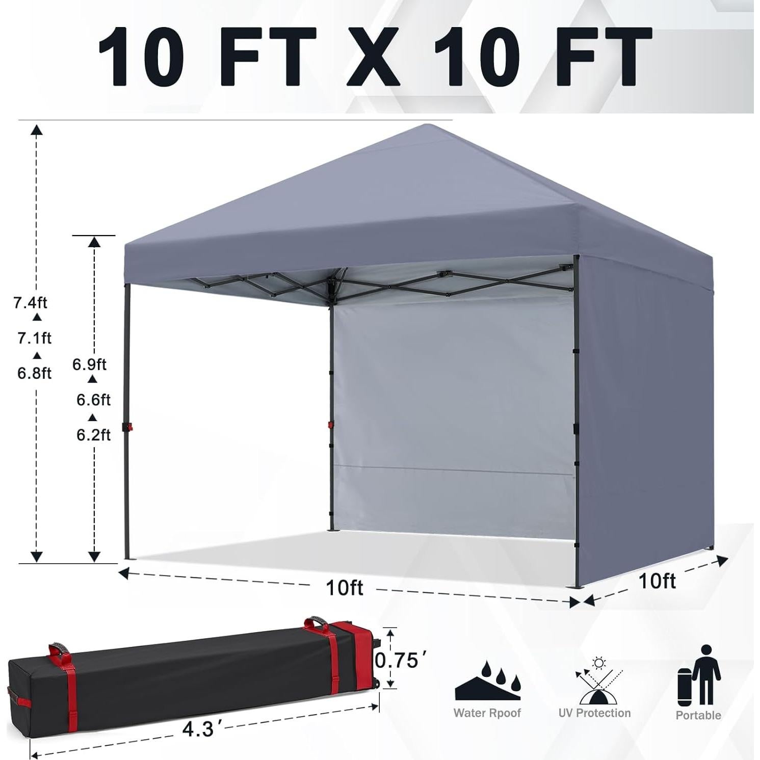 Carpa Plegable COOSHADE 3x3m con 2 Paredes Laterales