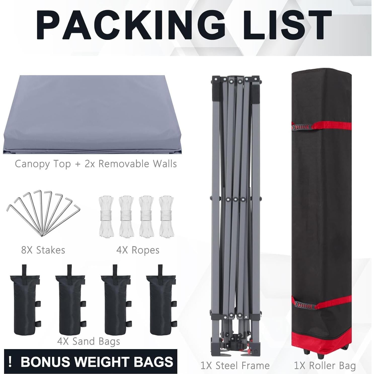 Carpa Plegable COOSHADE 3x3m con 2 Paredes Laterales