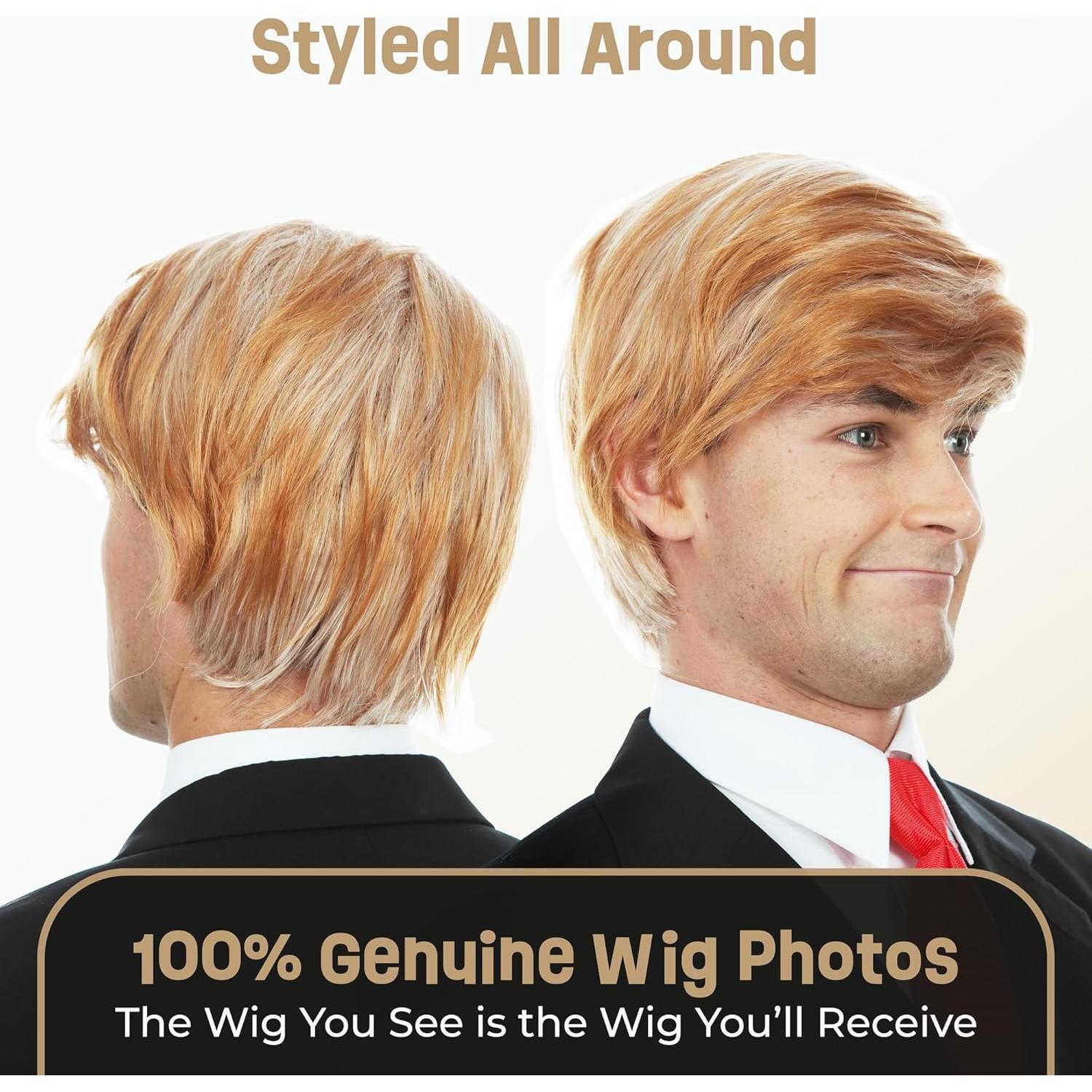 Peluca Donald Trump ALLAURA - Rubia, ajustable y realista