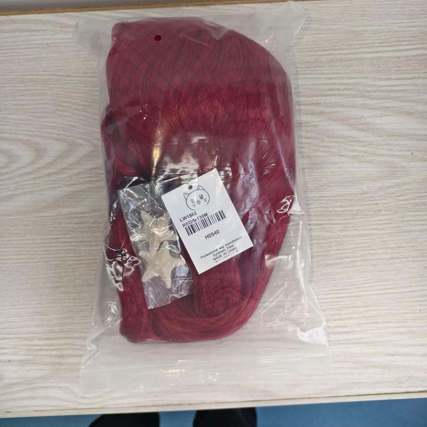 Peluca Sirena Roja Max Beauty con Clips y Capucha Ajustable