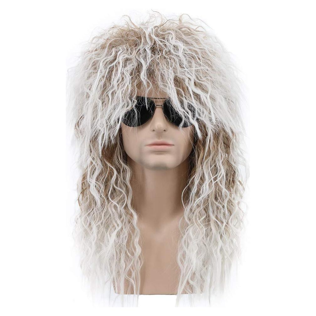 Peluca Rizada Marrón Degradado Blanca Karlery 70s 80s