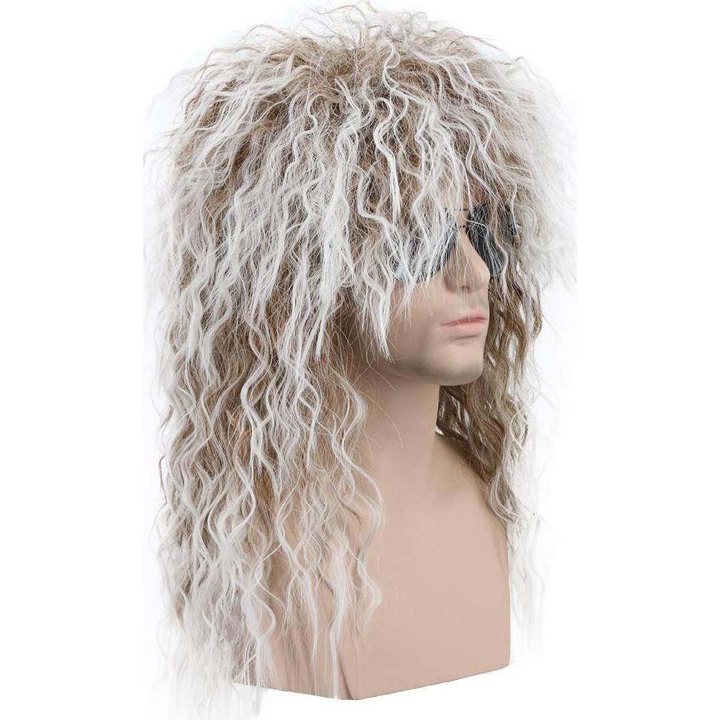 Peluca Rizada Marrón Degradado Blanca Karlery 70s 80s