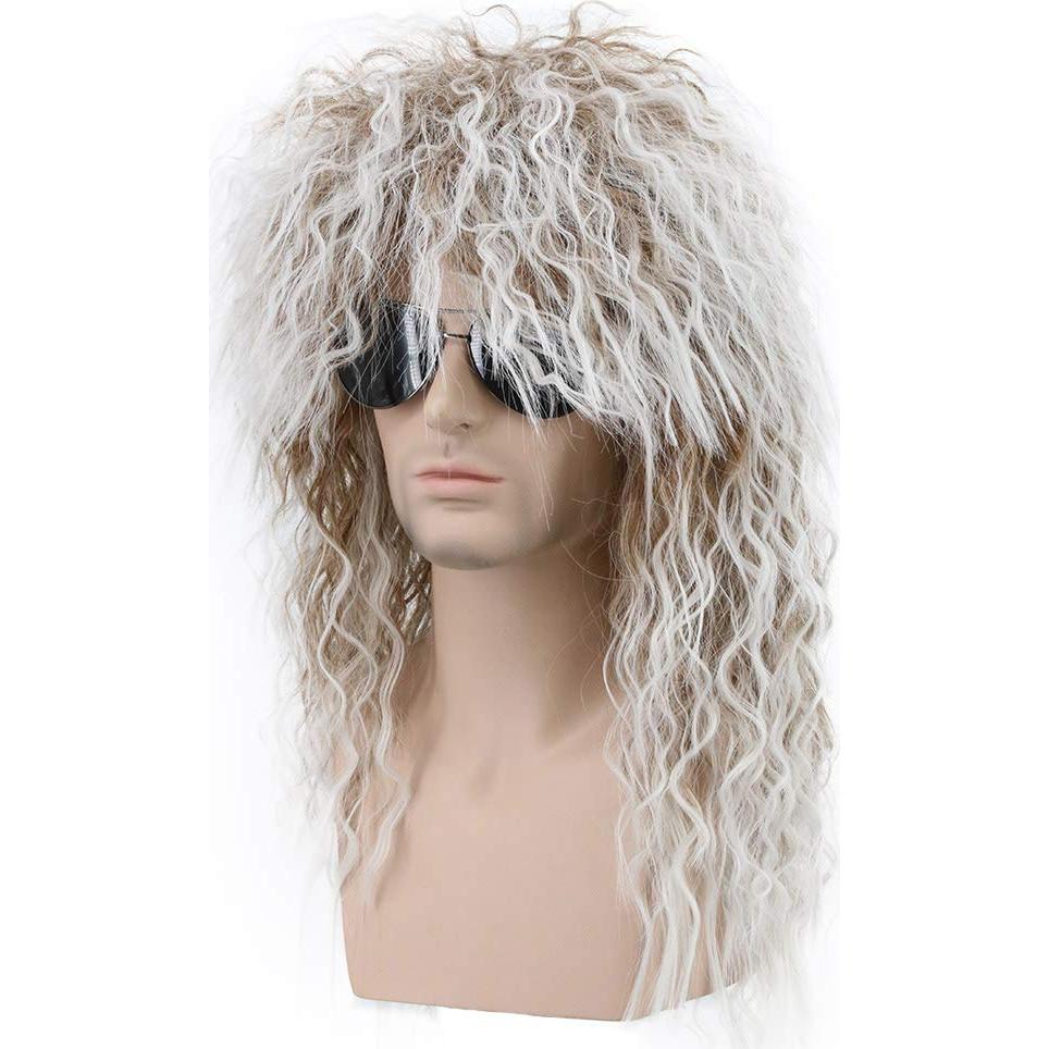 Peluca Rizada Marrón Degradado Blanca Karlery 70s 80s