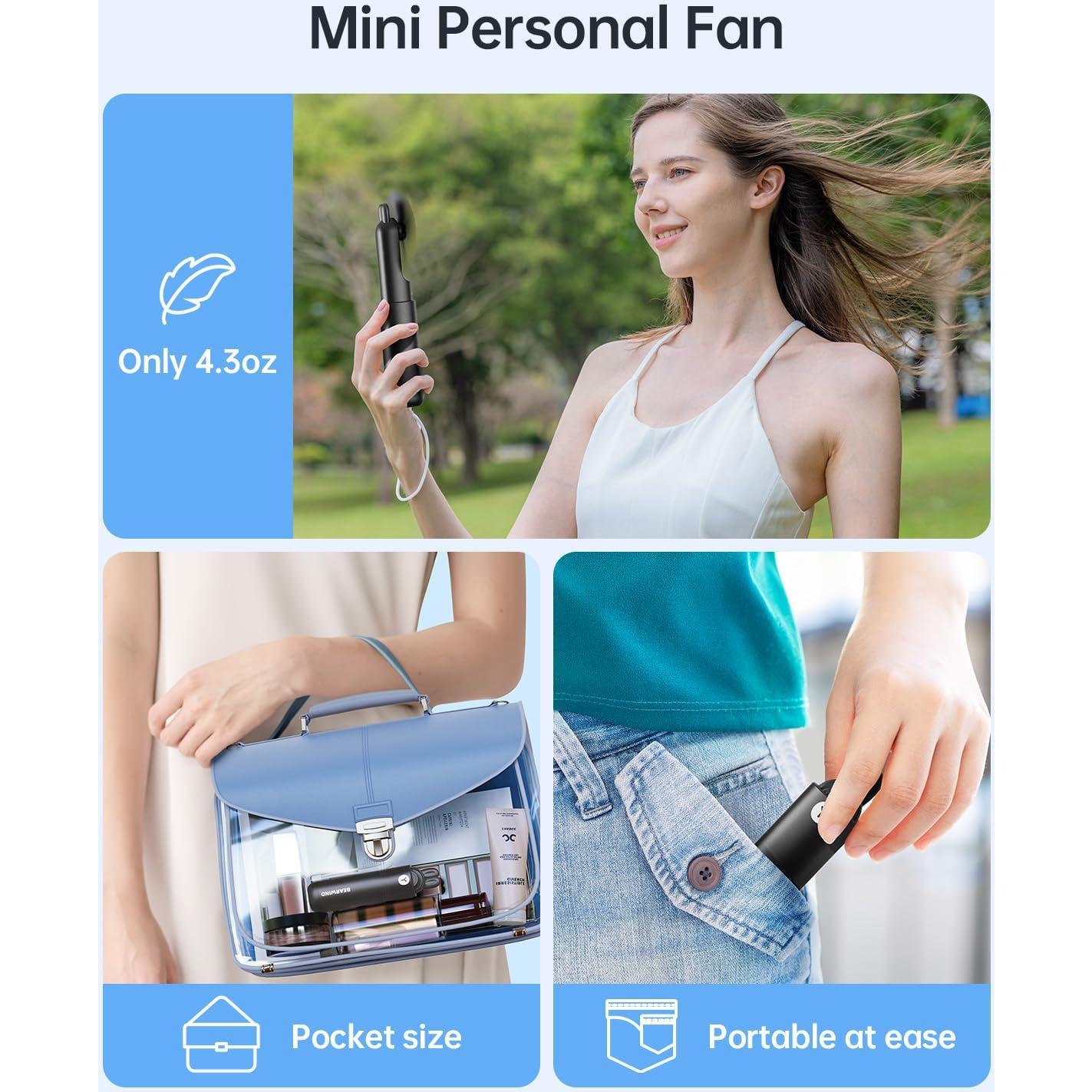 Ventilador Mini Portátil Bearwind S17 Negro Recargable