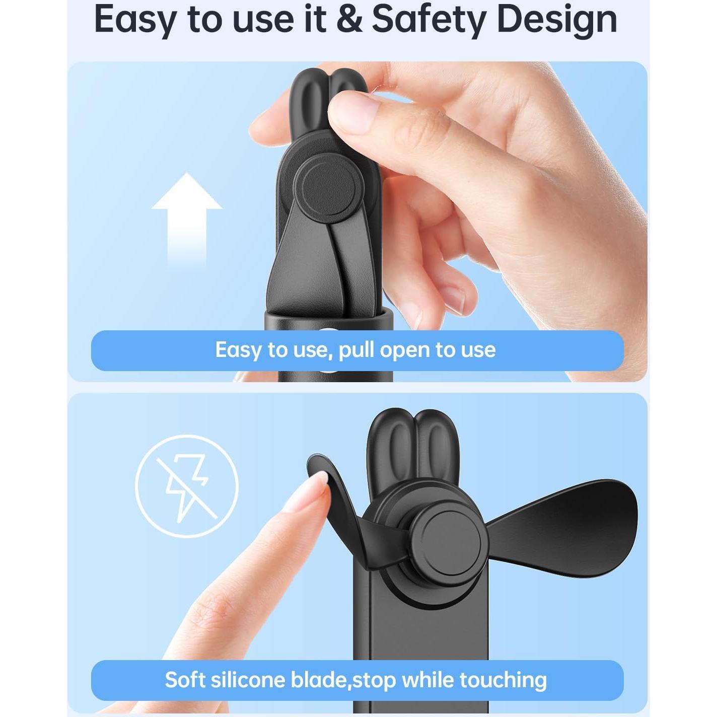 Ventilador Mini Portátil Bearwind S17 Negro Recargable