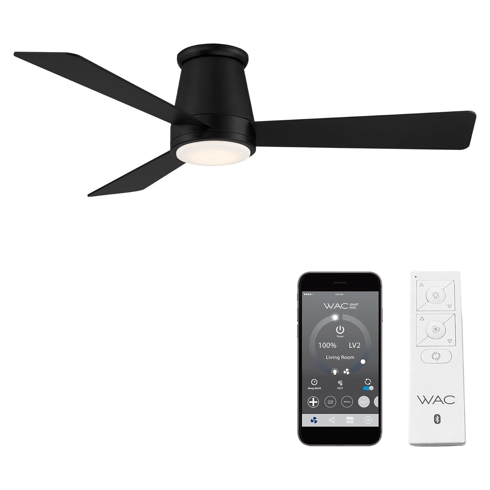 Ventilador de Techo Inteligente WAC Hug 132 cm Negro LED