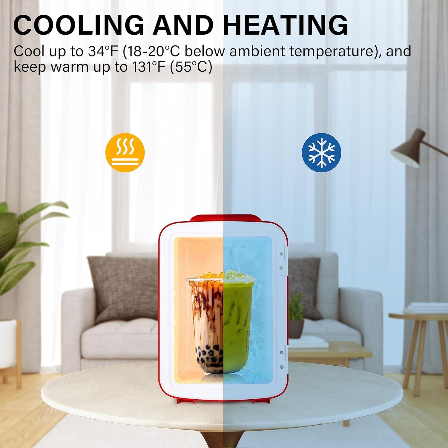 Mini Nevera Portátil Simple Deluxe 4L Enfriador y Calentador Rojo