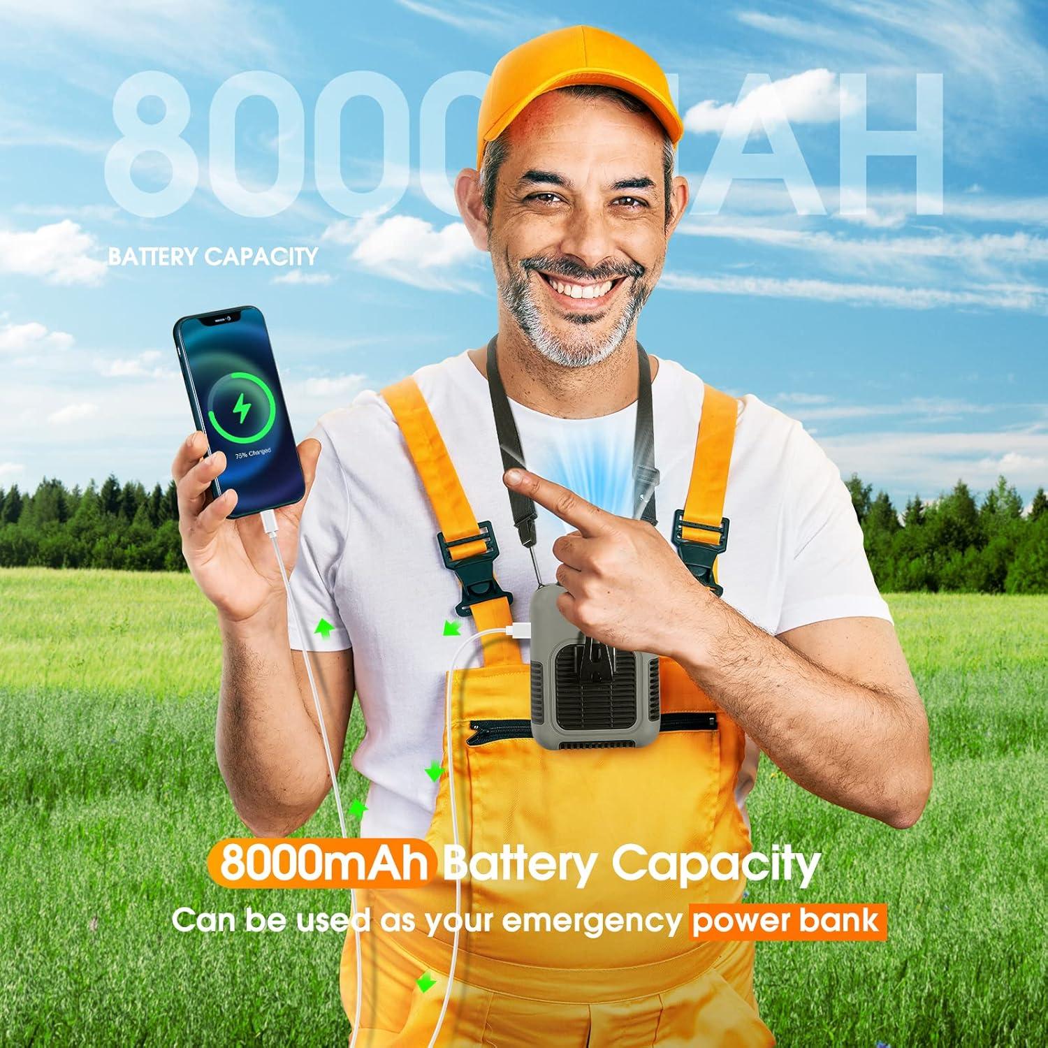 Ventilador portátil ecstal E30 recargable 8000mAh gris