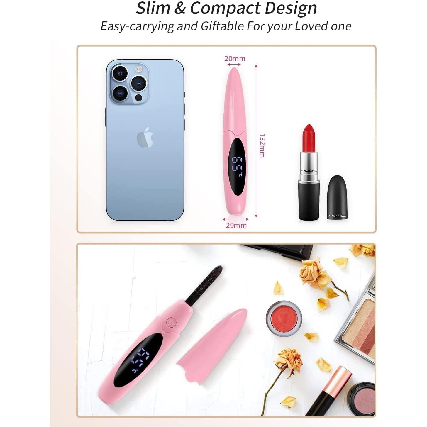 Rizador de Pestañas Eléctrico ZAPAL Rosa Calentado 10s