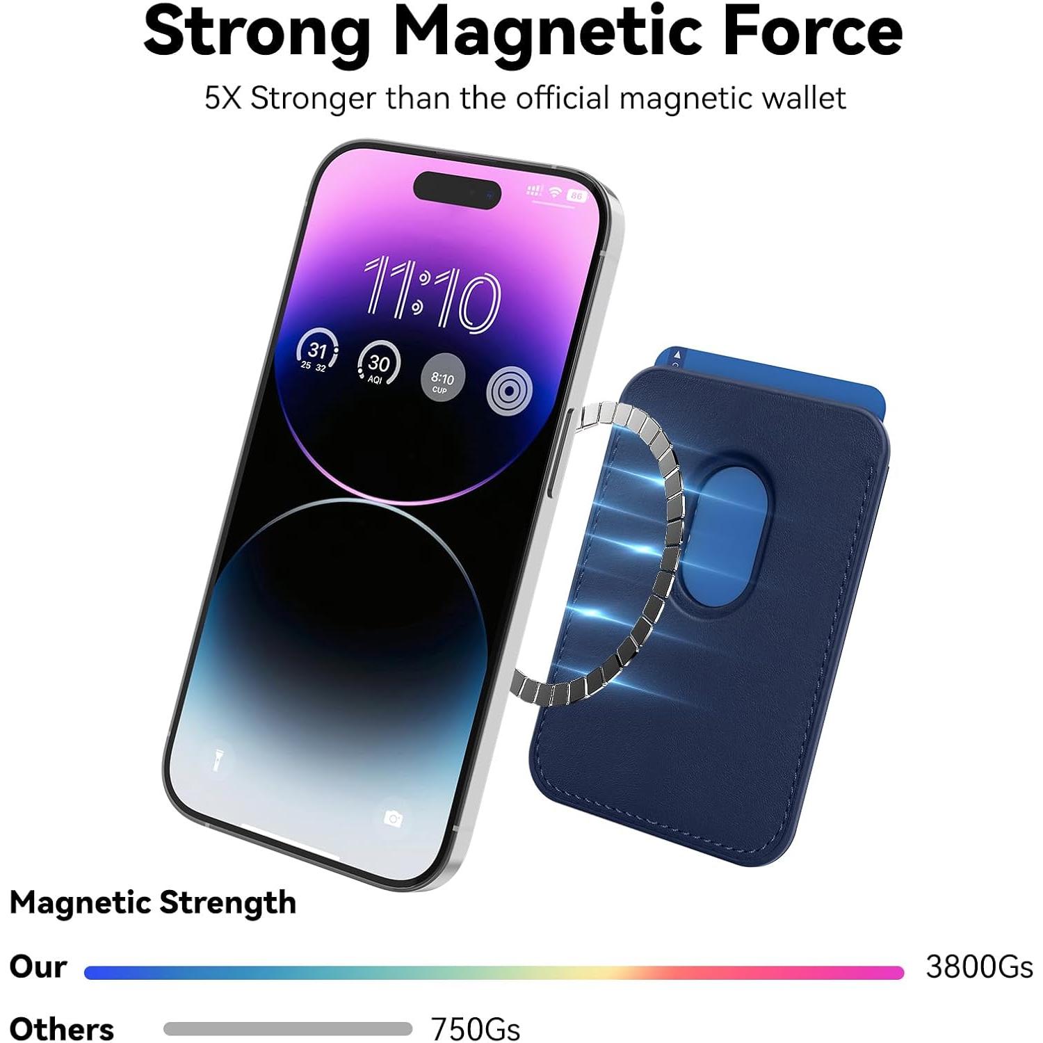 Billetera Magnética Amzone para iPhone 15/14/13/12 Azul