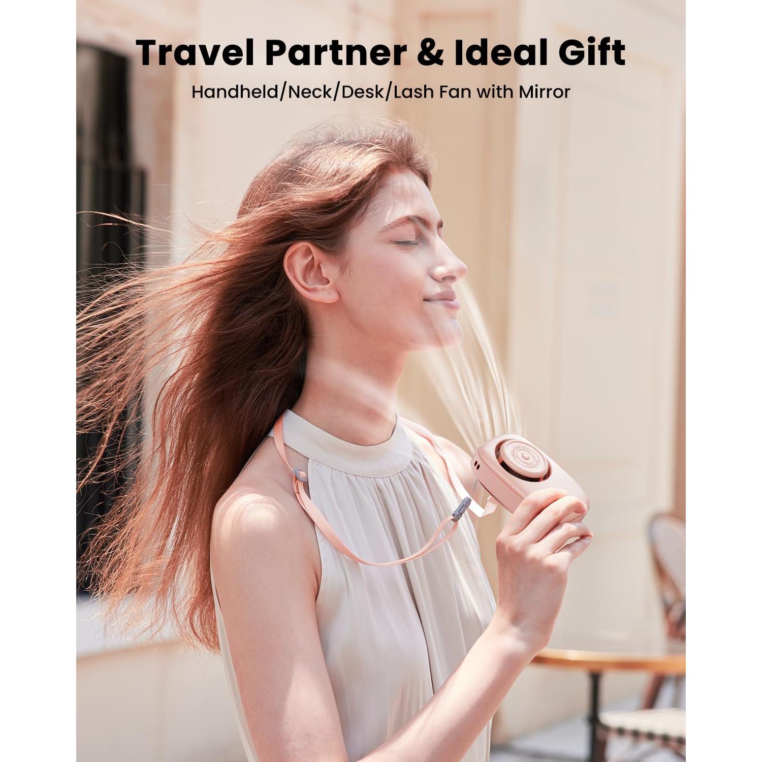 Ventilador de Cuello Gaiatop Rosa Recargable 3 Velocidades