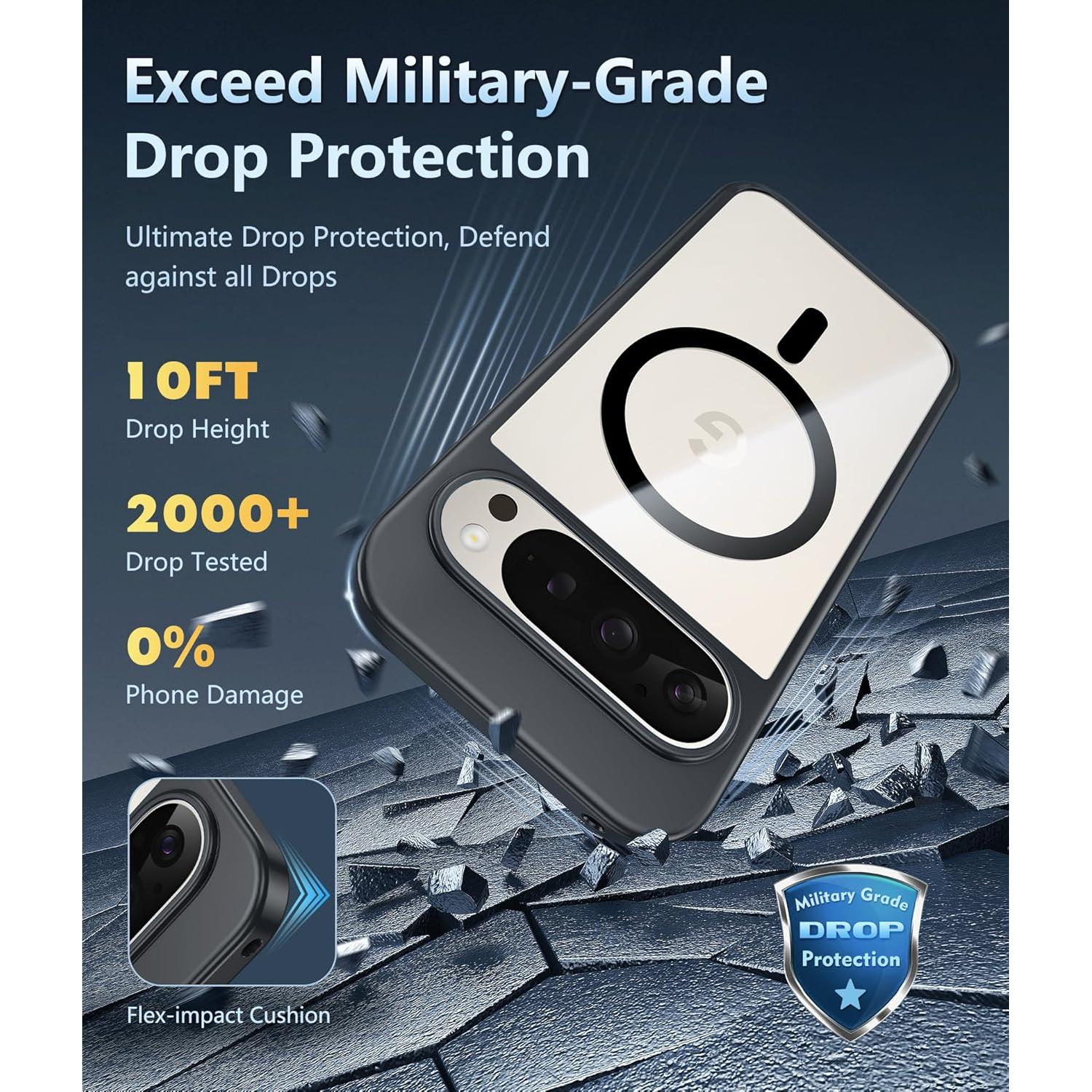 Funda FNTCASE para Google Pixel 9 Pro XL - Transparente Resistente