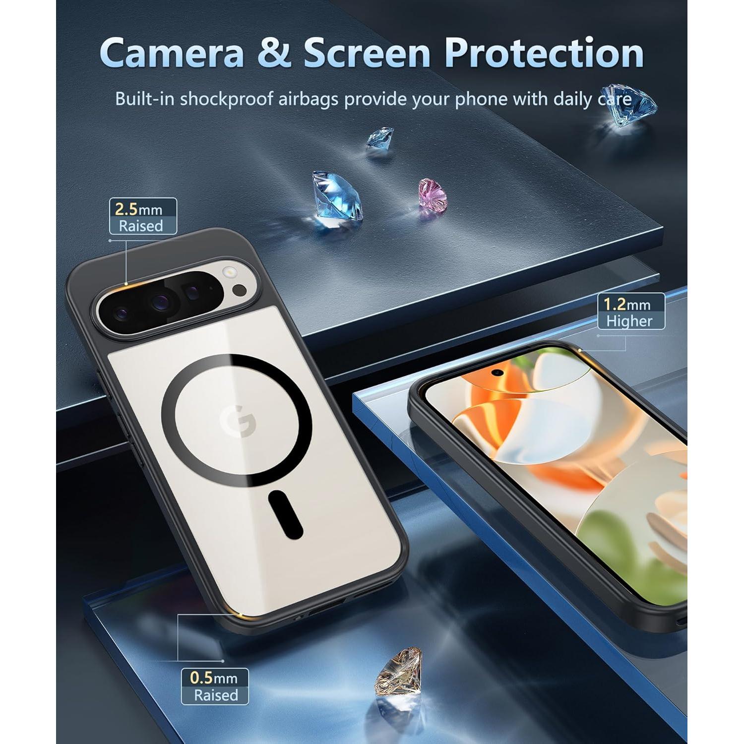 Funda FNTCASE para Google Pixel 9 Pro XL - Transparente Resistente