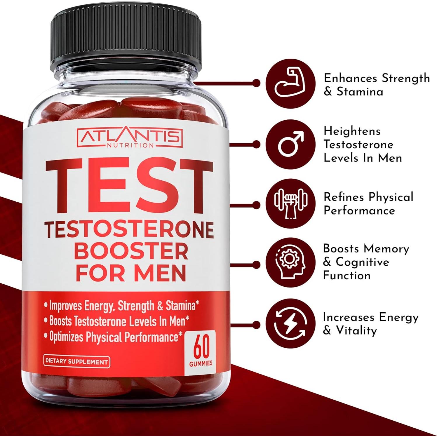 Aumentador de Testosterona Atlantis Nutrition 60 Gominolas