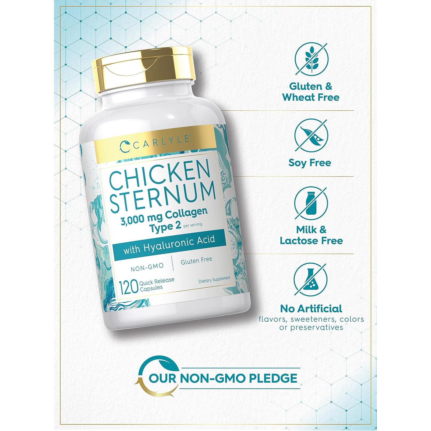 Cápsulas de colágeno tipo 2 Carlyle 3000mg con ácido hialurónico