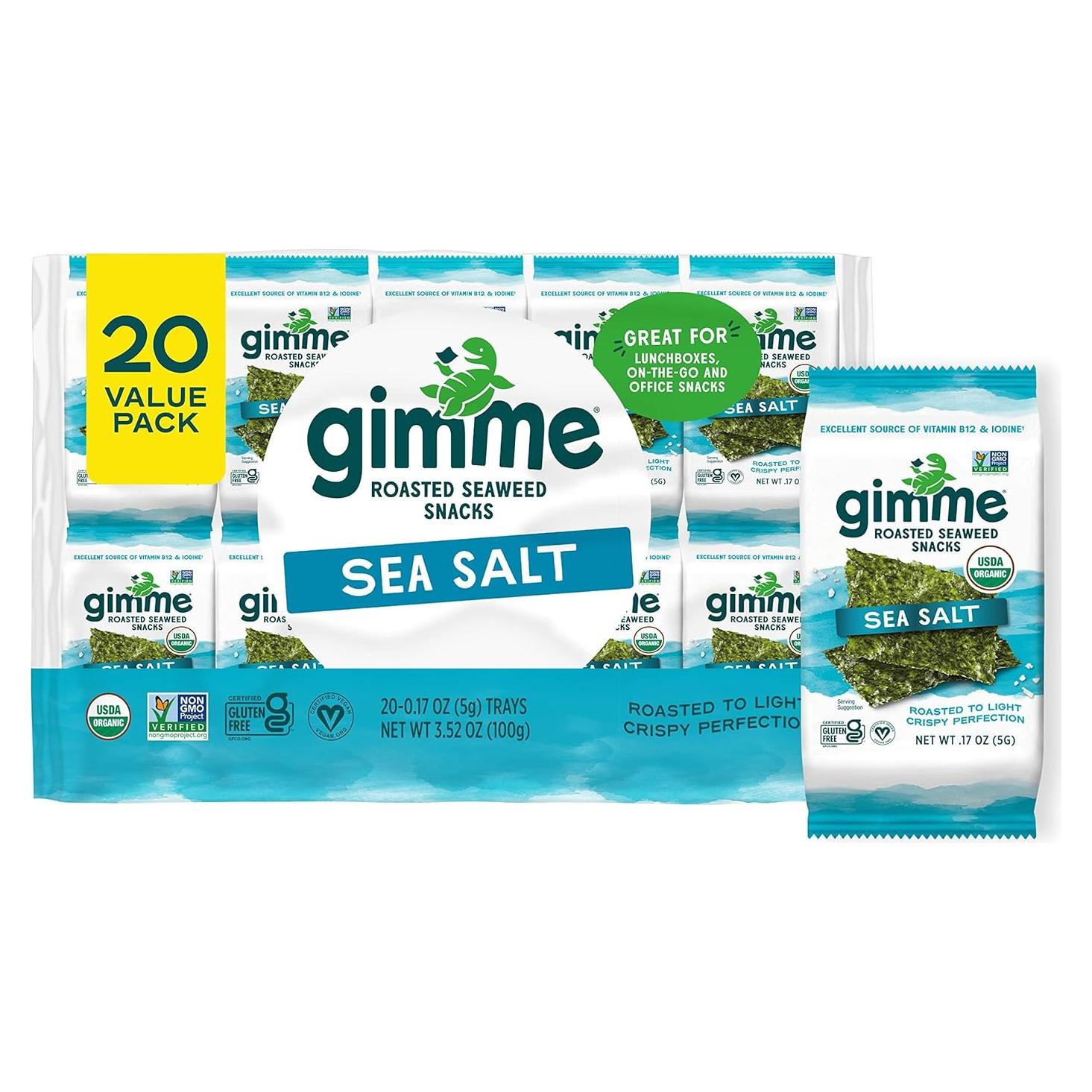 gimMe Algas Marinas Tostadas Sal Marina 20 Paquetes 5g