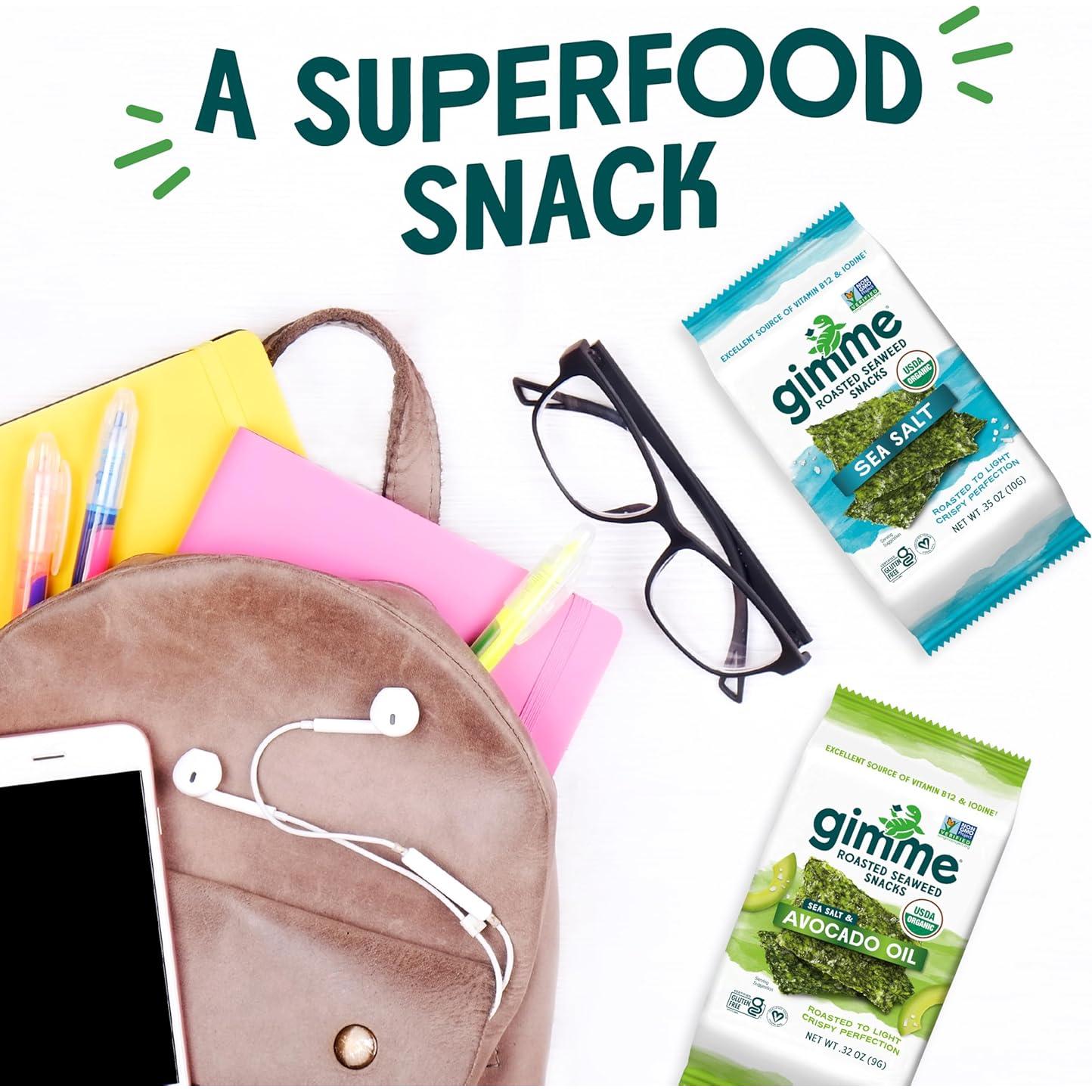 gimMe Algas Marinas Tostadas Sal Marina 20 Paquetes 5g