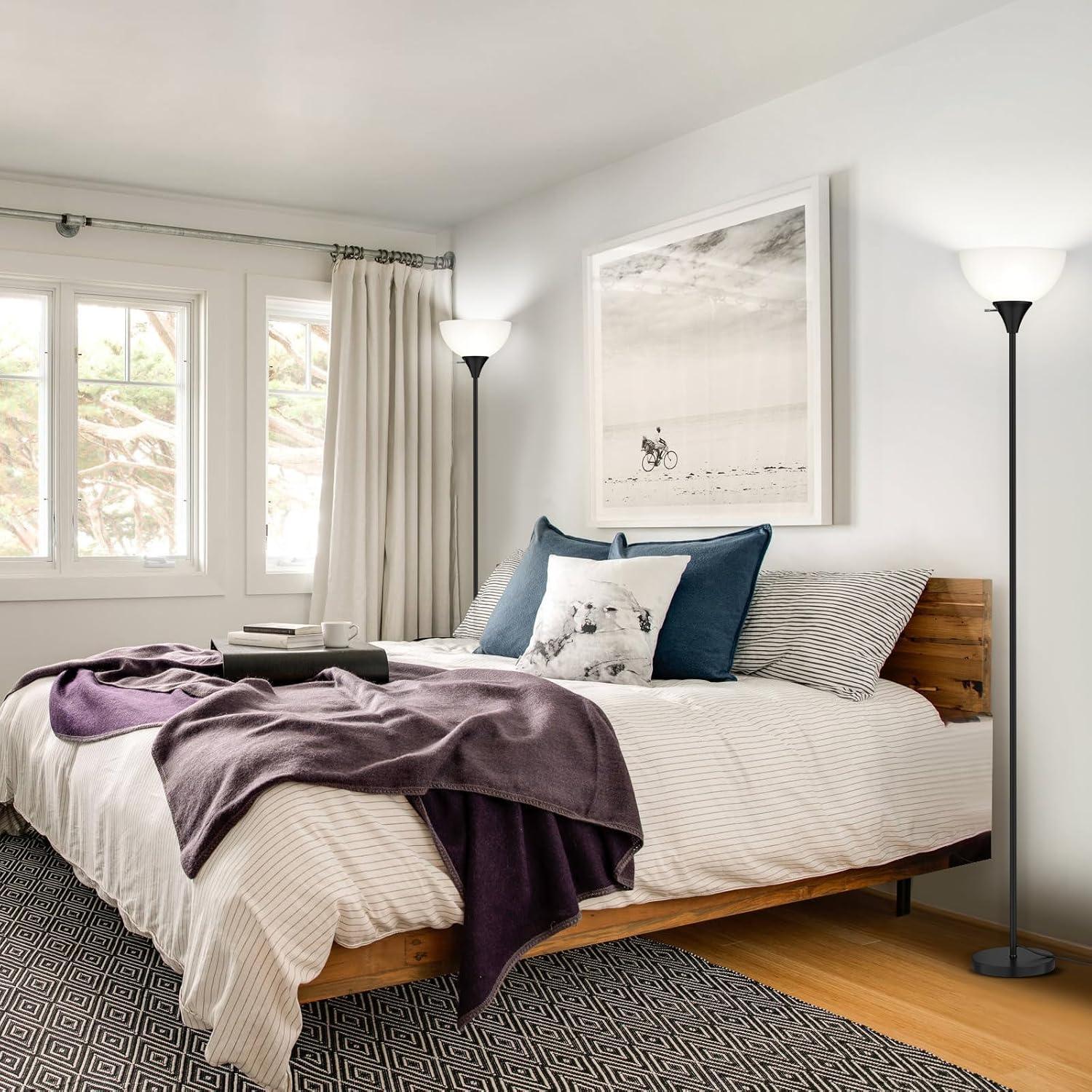 Lámpara de Pie Coucrek Moderna 177,8 cm Negra LED