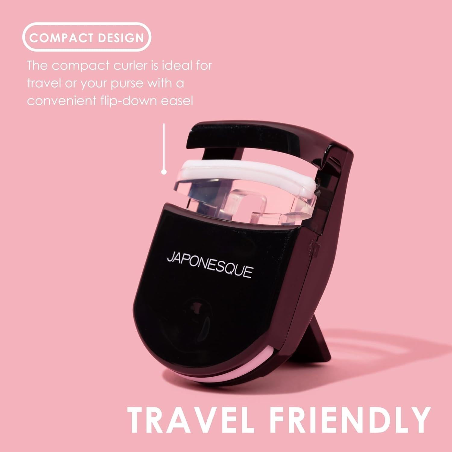 Rizador de Pestañas JAPONESQUE Mini Negro con Almohadilla