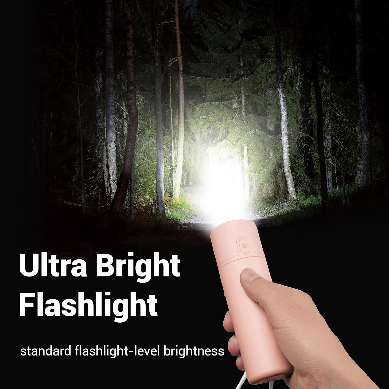 Ventilador Portátil Airluxe Mini Rosa 3-en-1 con Linterna