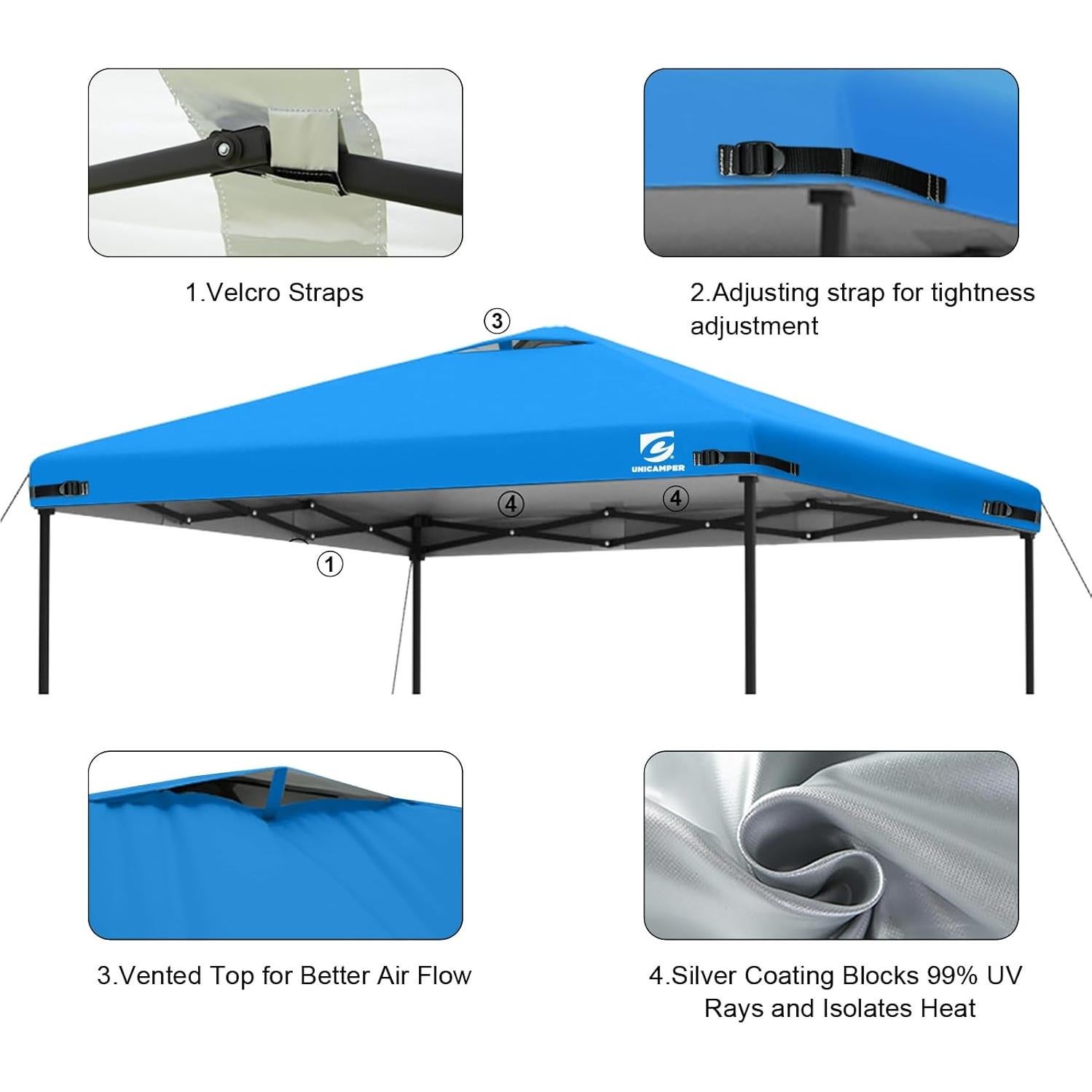 Cubierta Superior UNICAMPER 10x10m Impermeable Ventilada