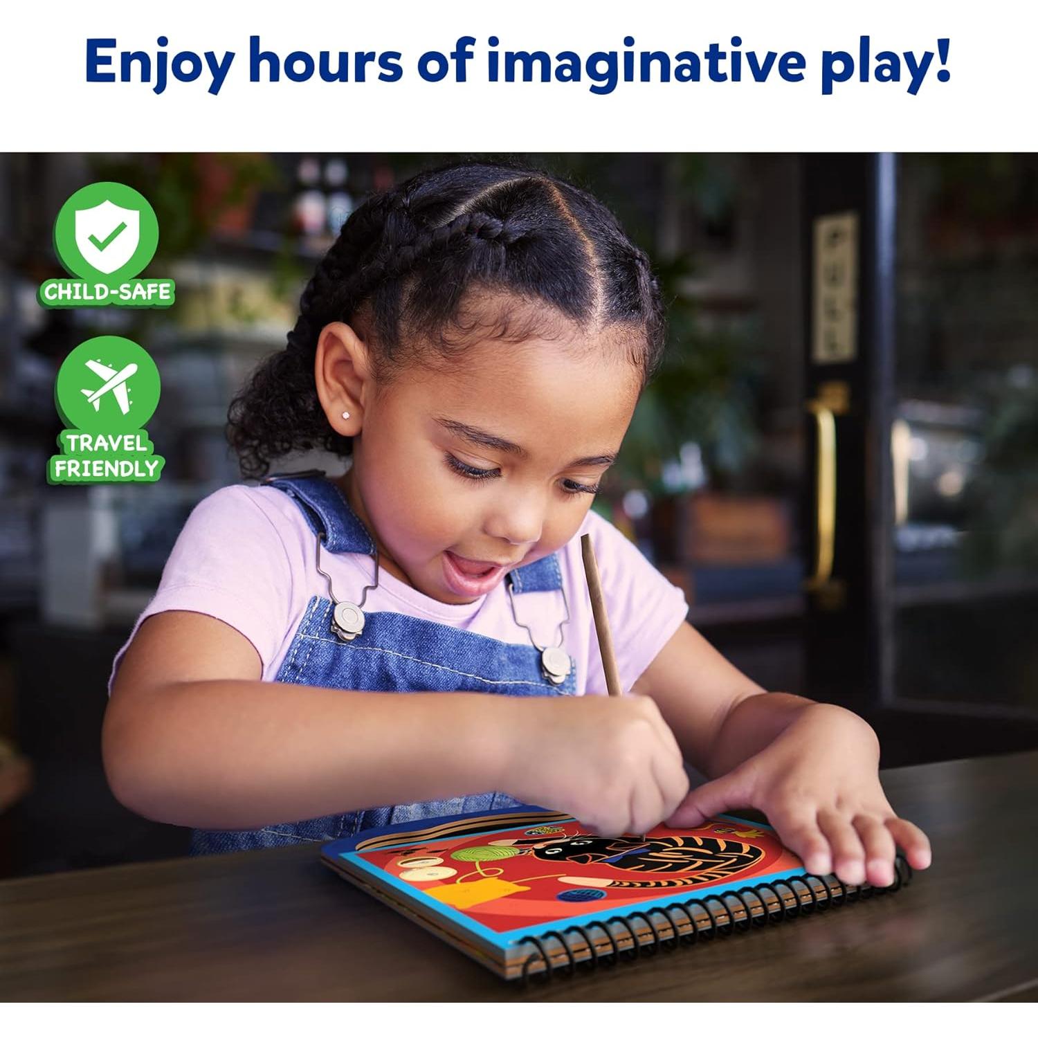 Skillmatics Libro de Arte para Rascar - Animales, 30+ Stickers