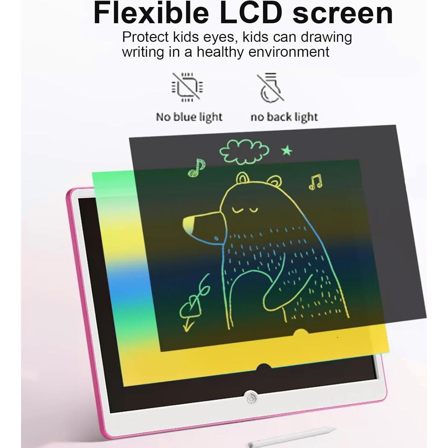 Tableta de Escritura LCD ienRon 15" Rosa para Niños