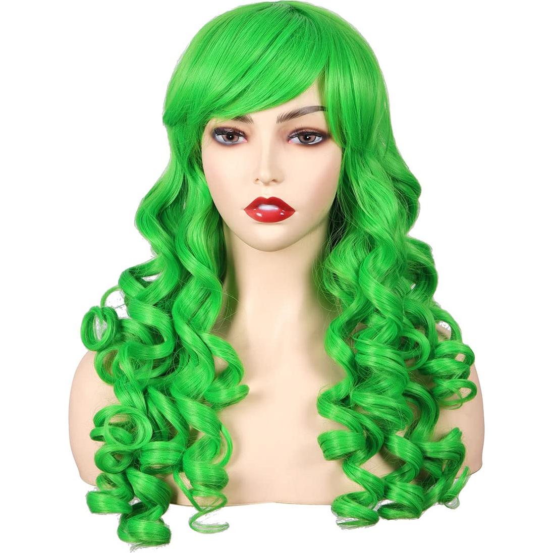 Peluca Rizada Cosplay ColorGround Verde con Coletas