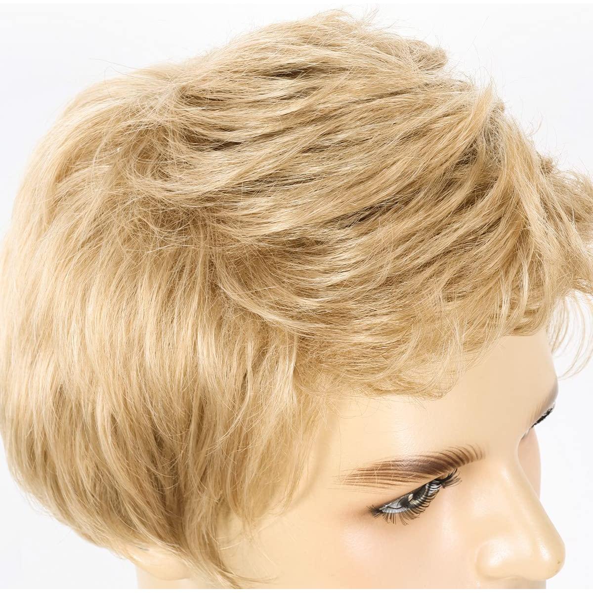 Peluca Rubia Corto Sintética para Hombre Ajustable