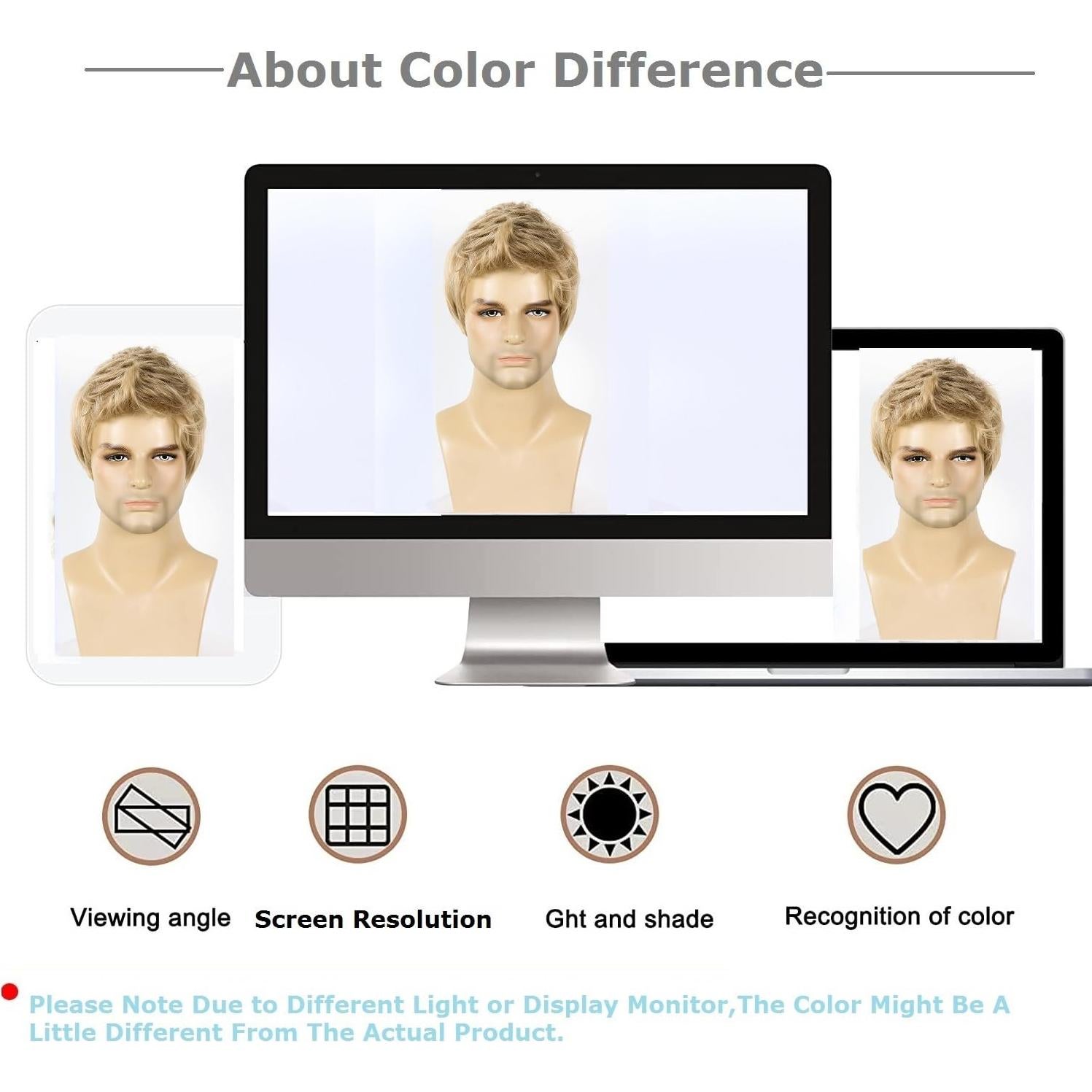 Peluca Rubia Corto Sintética para Hombre Ajustable