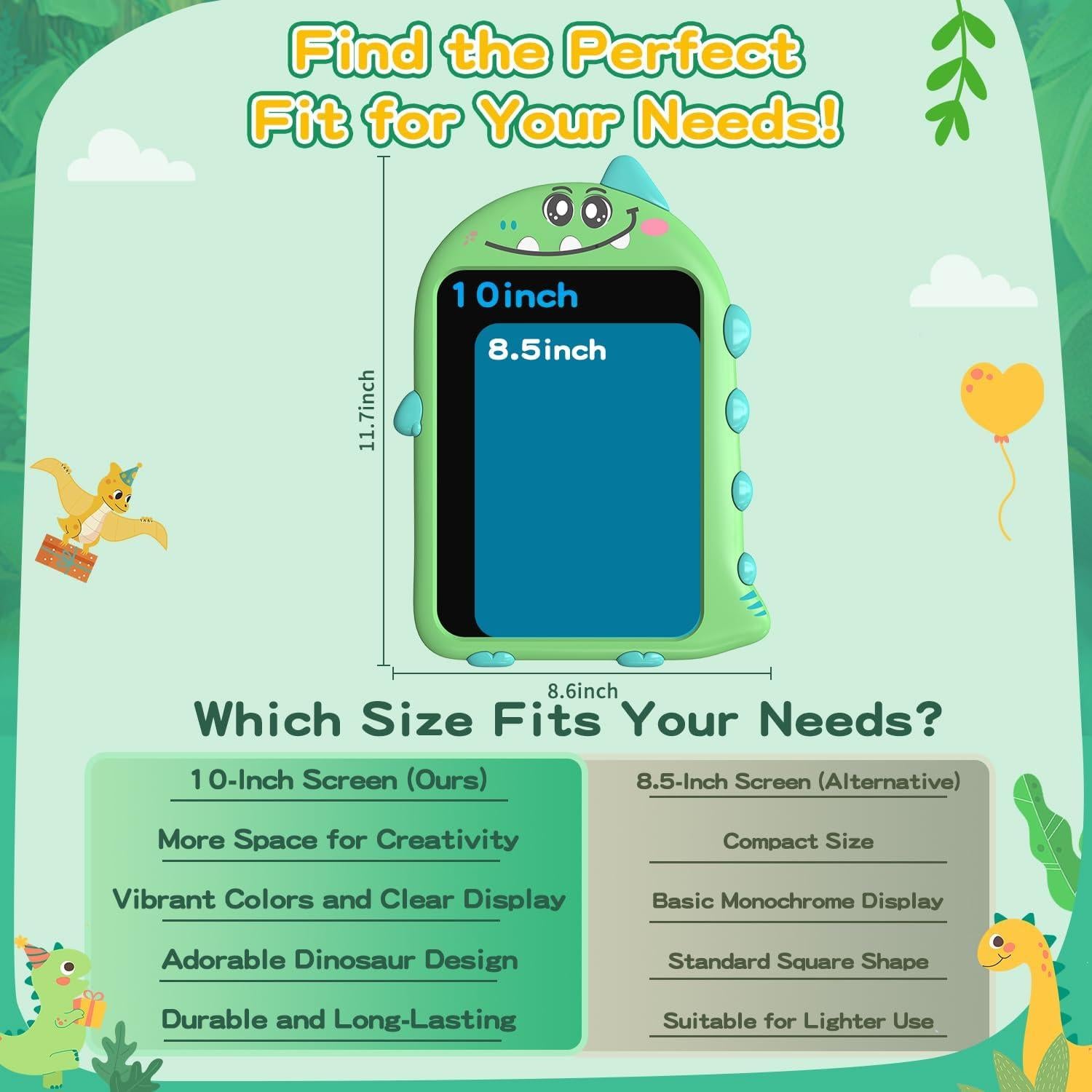 Tableta de Escritura LCD Surekuo 20x28 cm Dinosaurios Verde