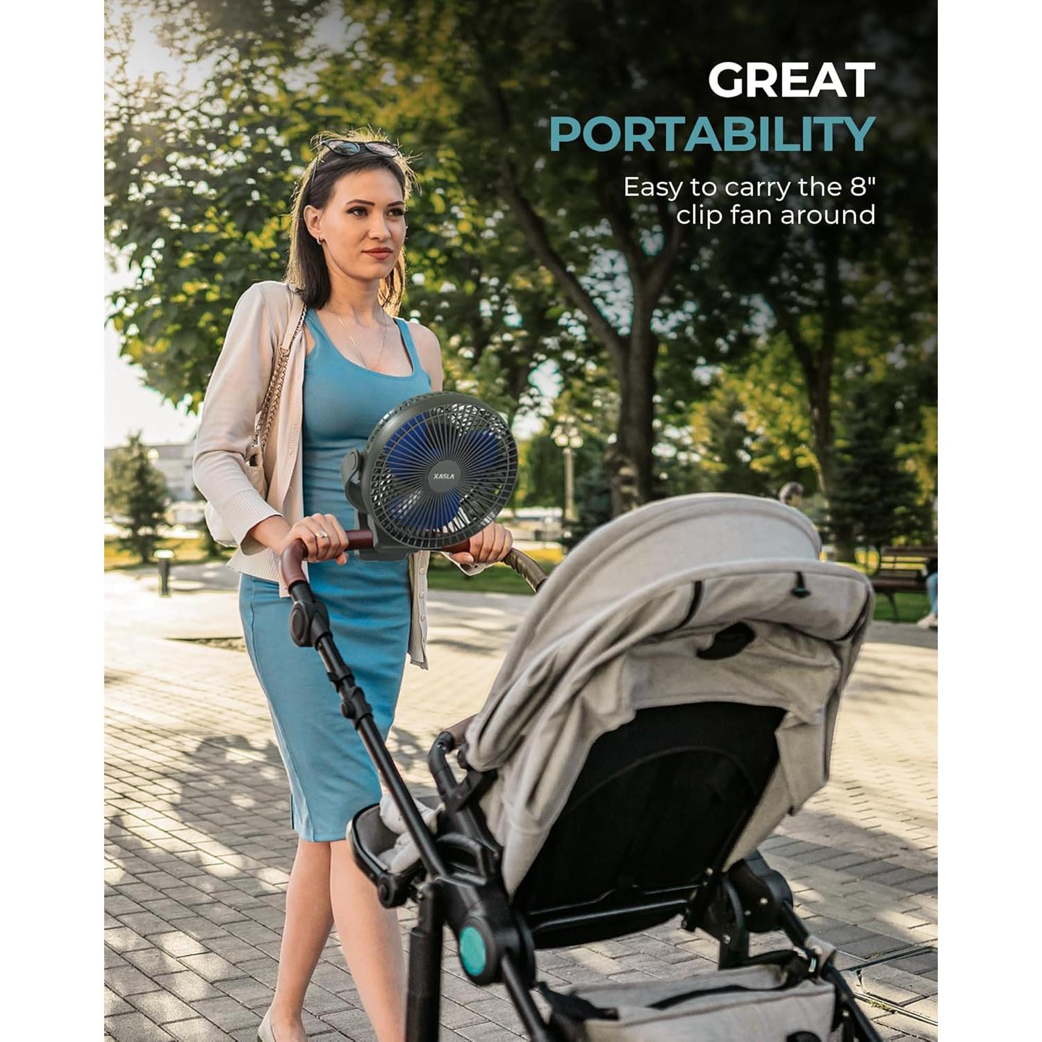 Ventilador Portátil xasla 10000mAh 20cm 4 Velocidades Azul