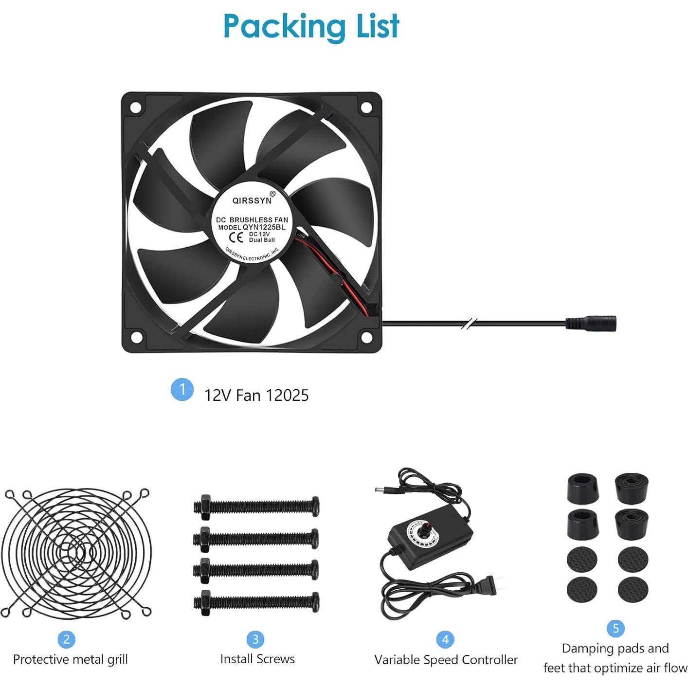 Ventilador 120mm Qirssyn AC con Controlador de Velocidad