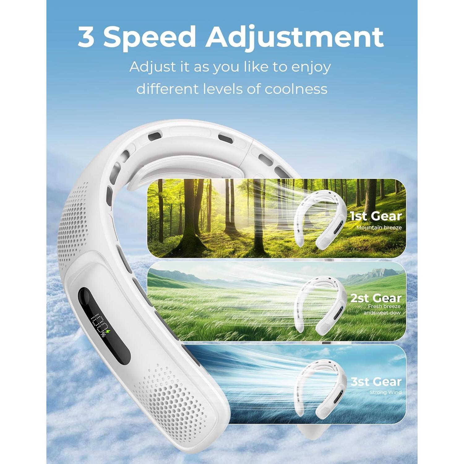 Ventilador de Cuello Jkjoy S11 Portátil Recargable 4000 mAh