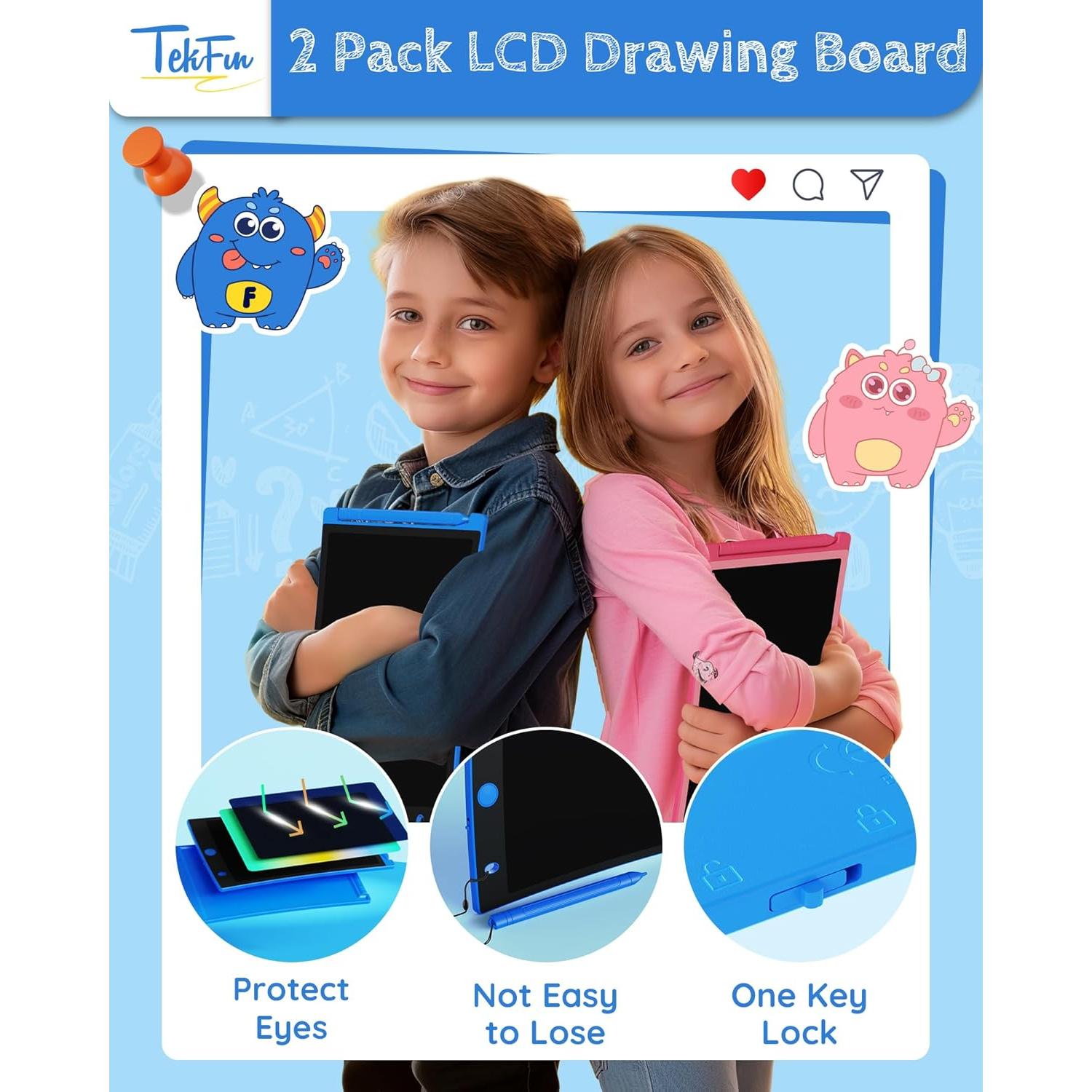 Tableta de Escritura LCD TEKFUN 2 Paquetes 21.6 cm Azul