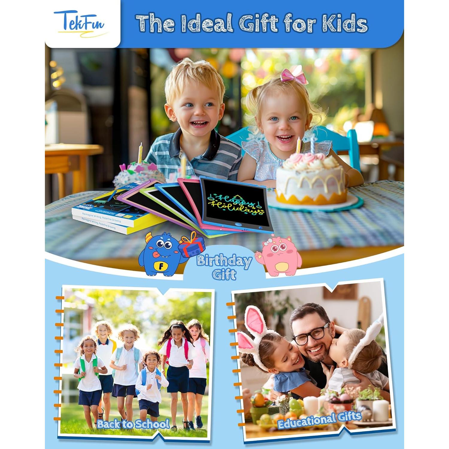 Tableta de Escritura LCD TEKFUN 2 Paquetes 21.6 cm Azul