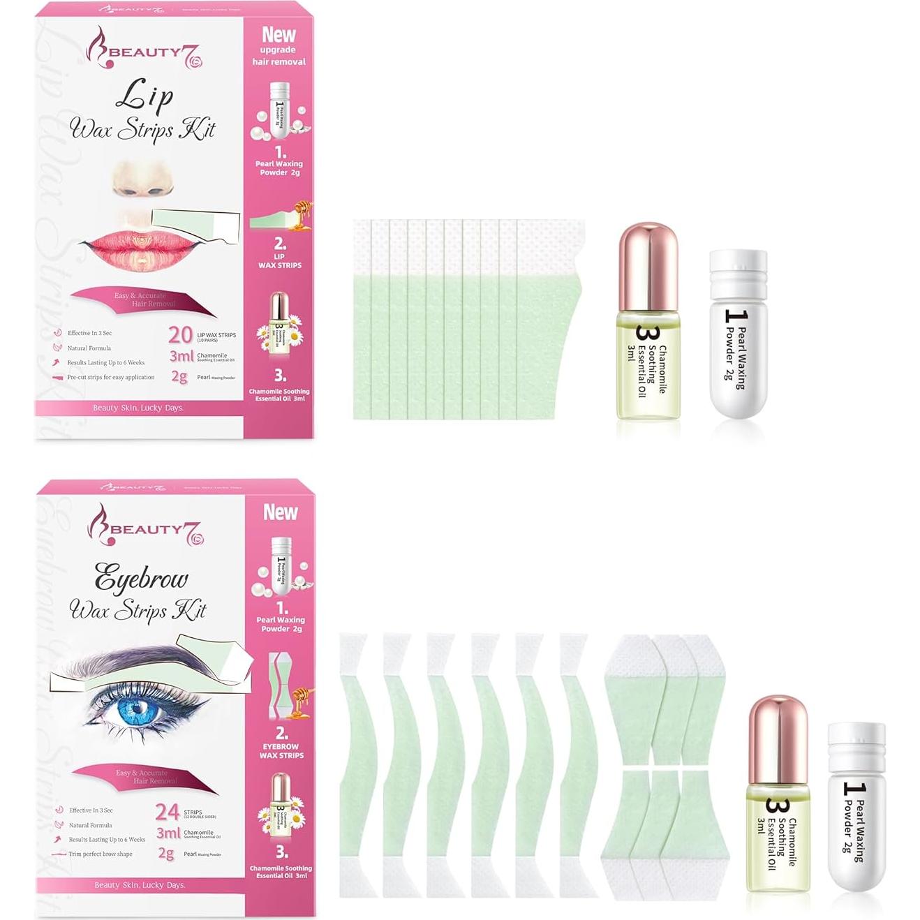 Kit de Cintas de Cera Beauty7 para Cejas y Labios - 2 Juegos