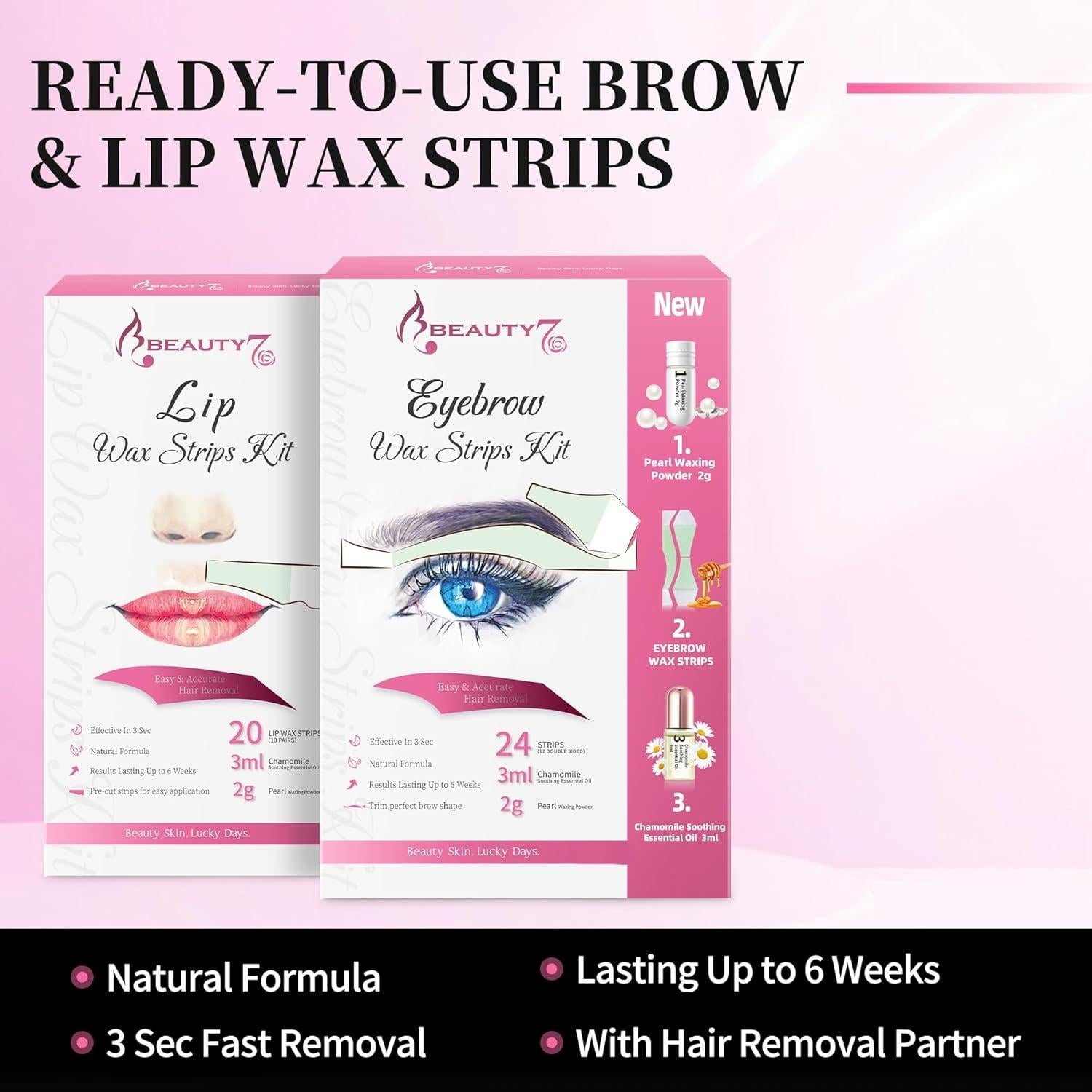 Kit de Cintas de Cera Beauty7 para Cejas y Labios - 2 Juegos
